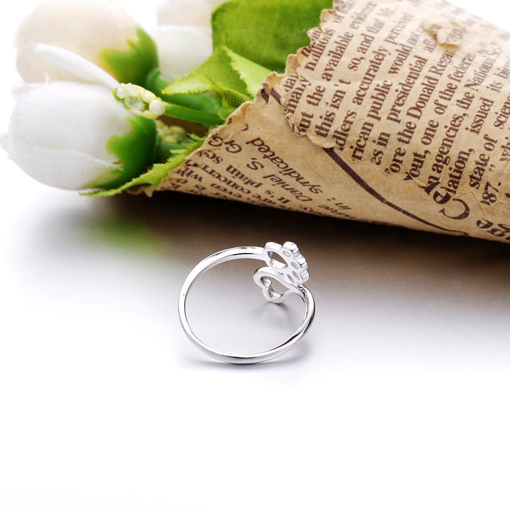 Paw Print and Heart Sterling Silver Adjustable Ring for Pet Lovers!、mySite、g9winljtr