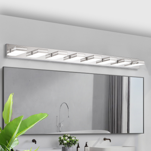 Modern Chrome LED Vanity Light, 5-Lights Wall Sconce for Bathroom and Mirror, Sleek Minimalist Design, Energy-Efficient, Easy to Install、、eastwooduniform