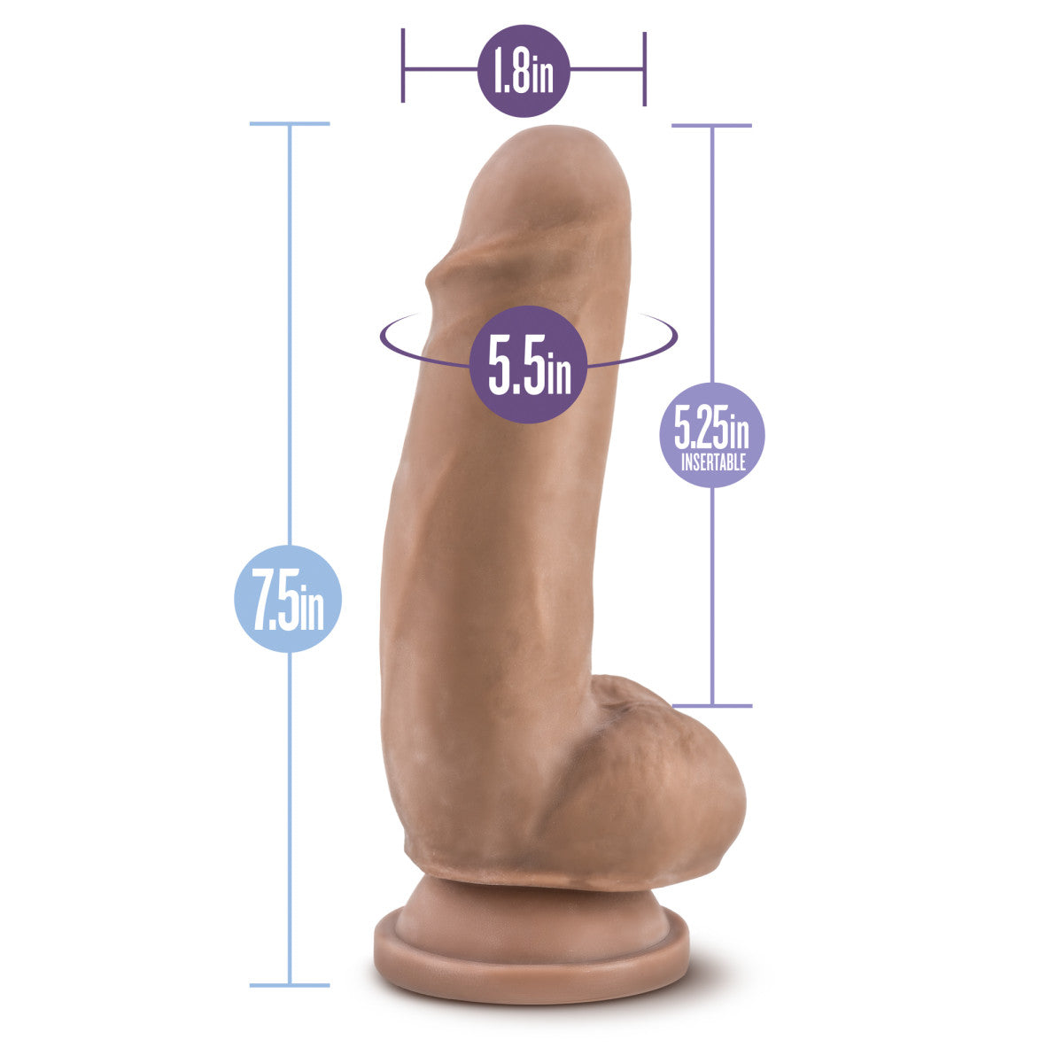Au Naturel By Blush® | Realistic Latin 7-Inch Long Dildo With Balls & Suction Cup Base、mySite、bottomscart