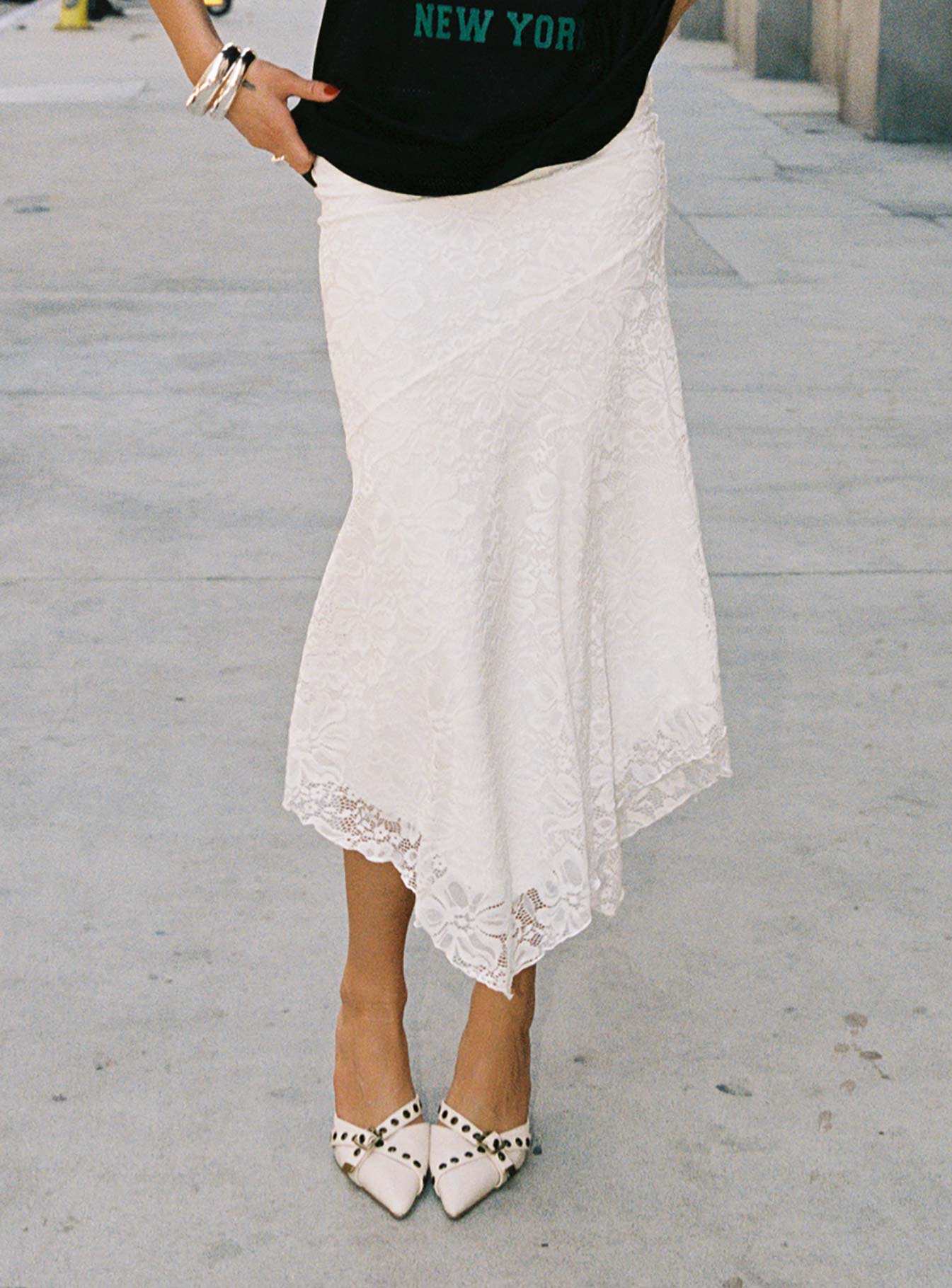 Cattanio Lace Midi Skirt White、mySite、solidvoid