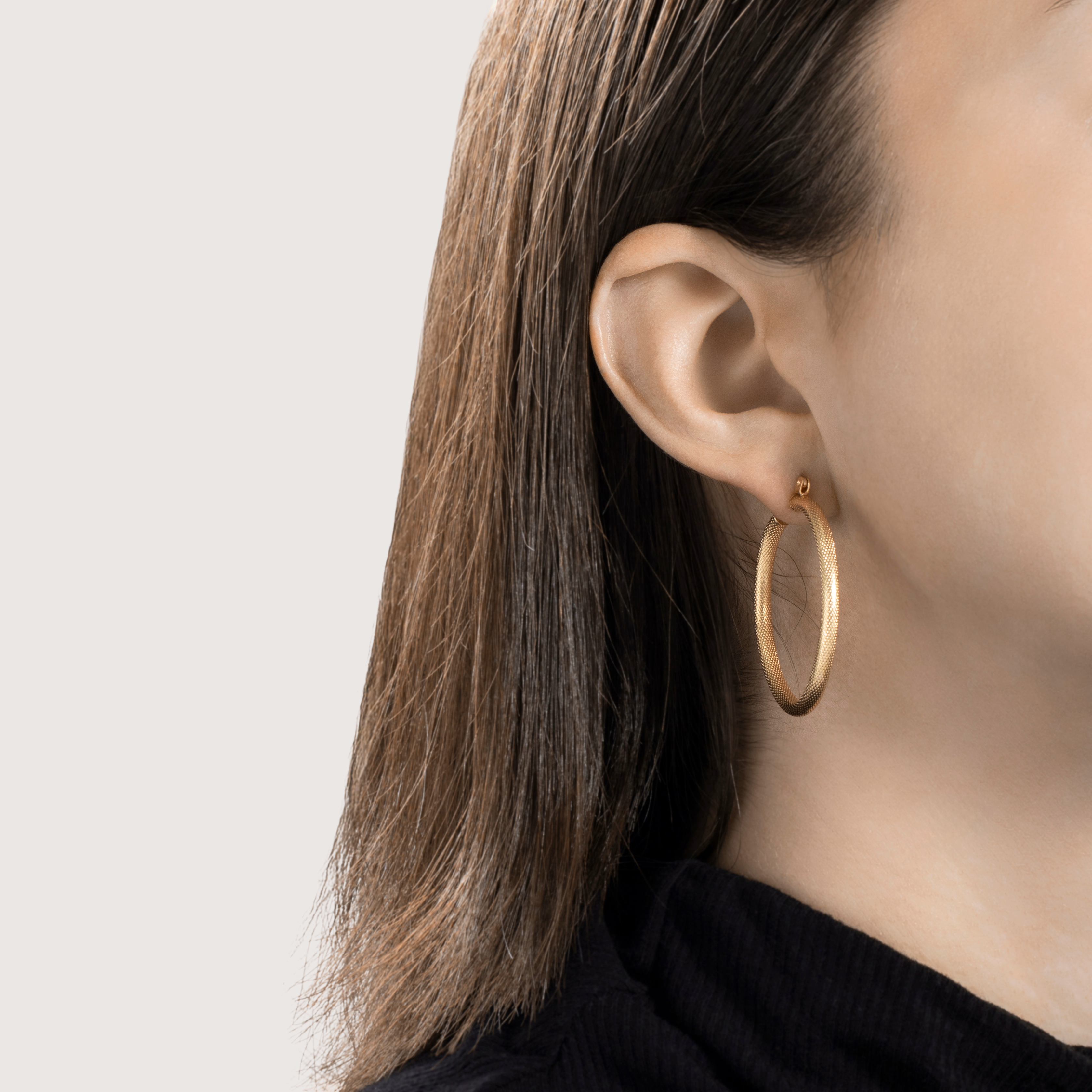 Vintage 14k Yellow Gold Textured Oval Hoop Earrings、mySite、hinf8tx79