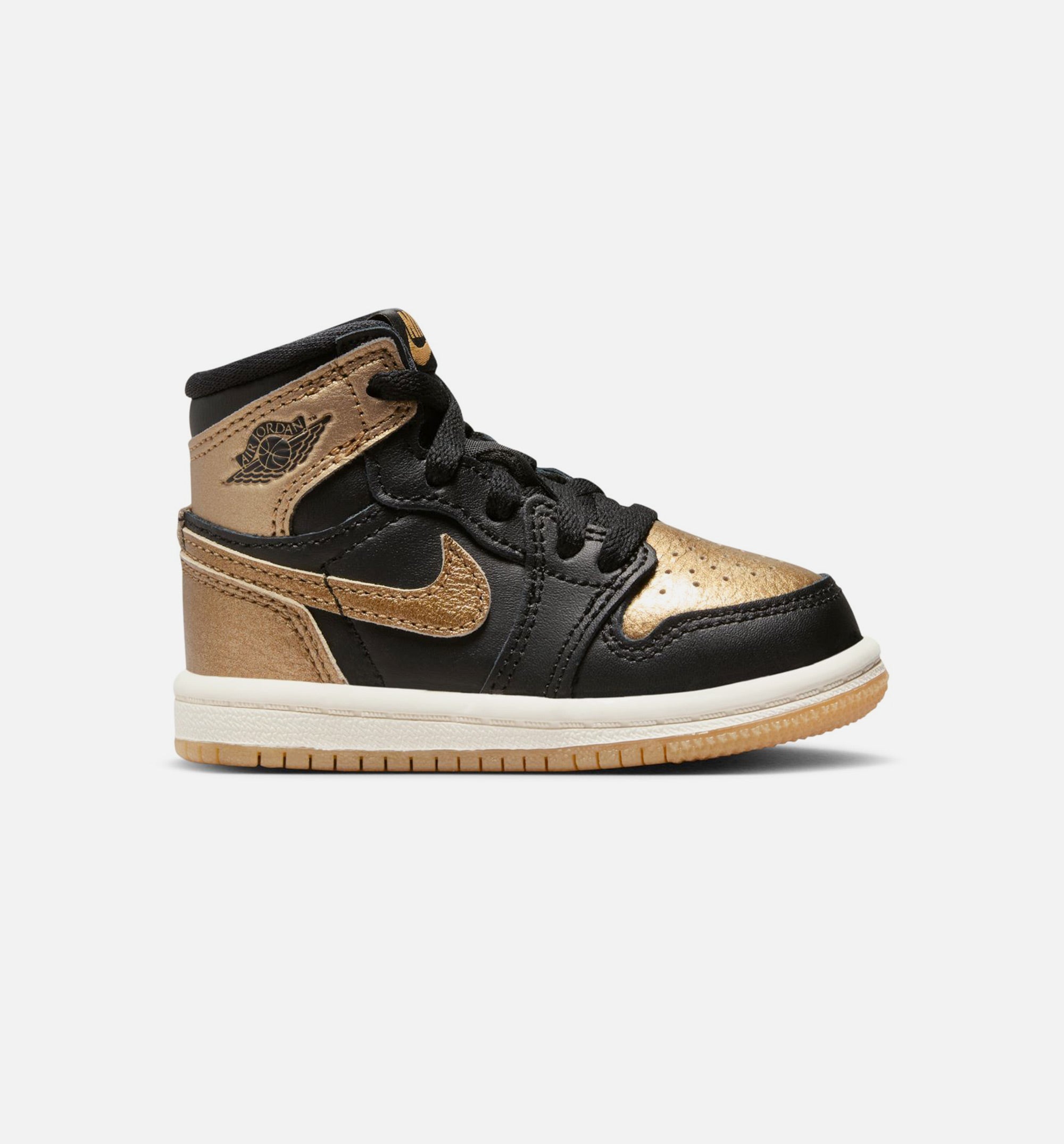 Air Jordan 1 Retro High OG Black and Gold Infant Toddler Lifestyle Shoe - Black/Metallic Gold/Sail、mySite、dreamappss