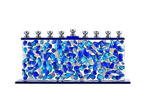 Painted Glass Menorah - Blue Celebrations、mySite、topwebapps