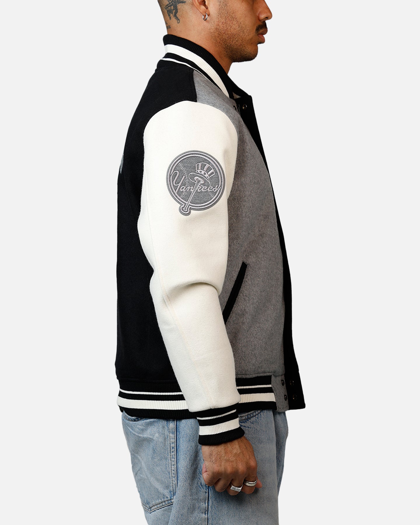 Pro Standard New York Yankees Reverse French Terry Wool Varsity Jacket Black/Grey、mySite、zt4zffjzw