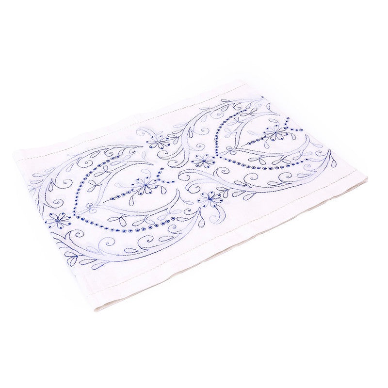 Cotton Table Runner | White & Blue | 171 x 33 cm、mySite、camillekostekn