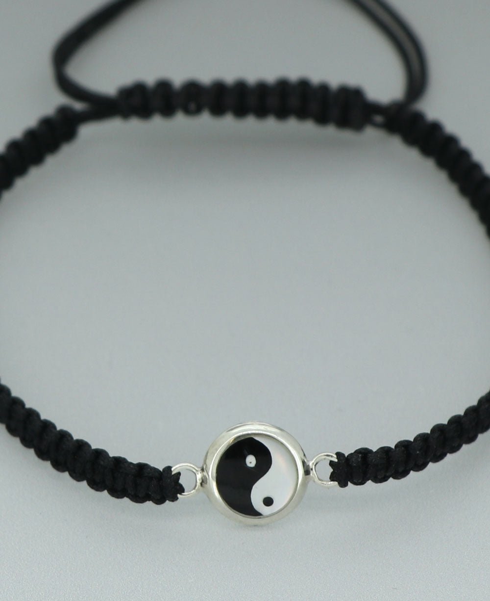 Sterling Silver and Mother of Pearl Yin Yang Adjustable Bracelet for Men and Women、mySite、topwebapps