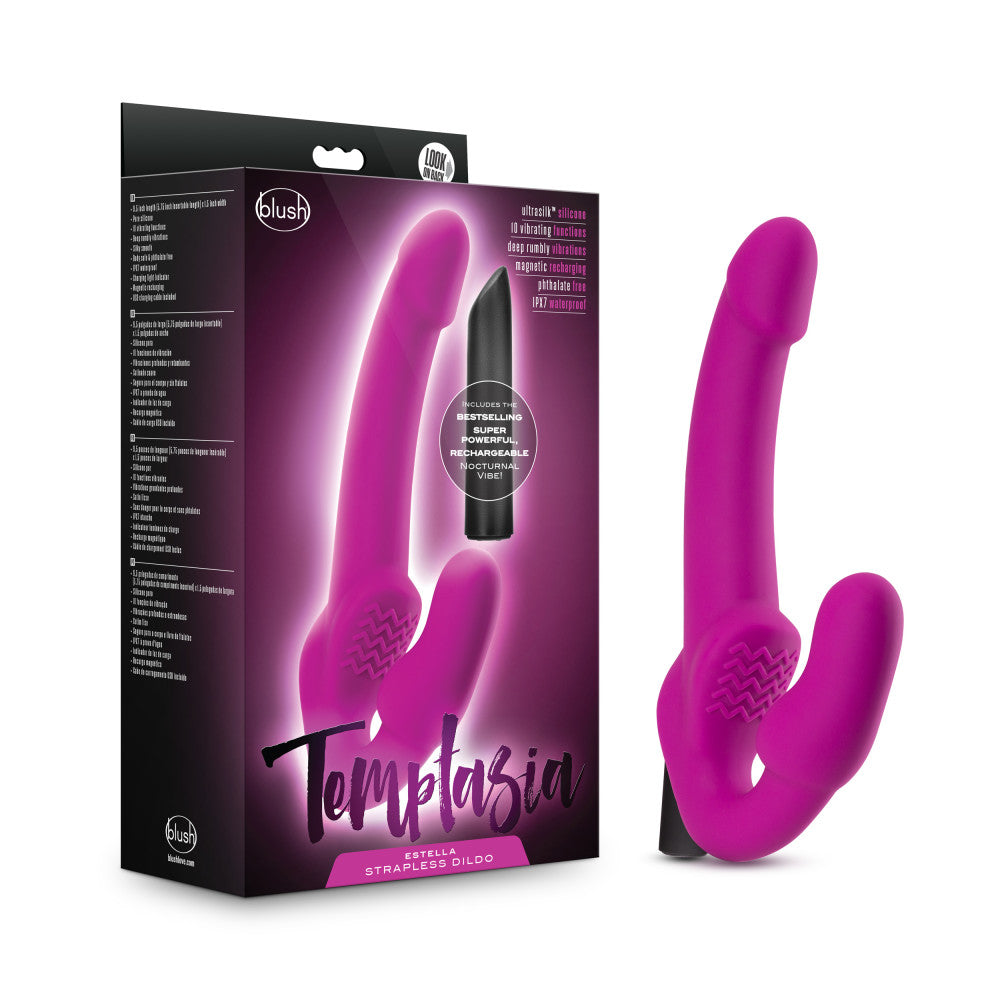 Temptasia By Blush® | Estella G-Spot Pink 9.5-Inch Long Rechargeable Vibrating Dildo、mySite、bottomscart