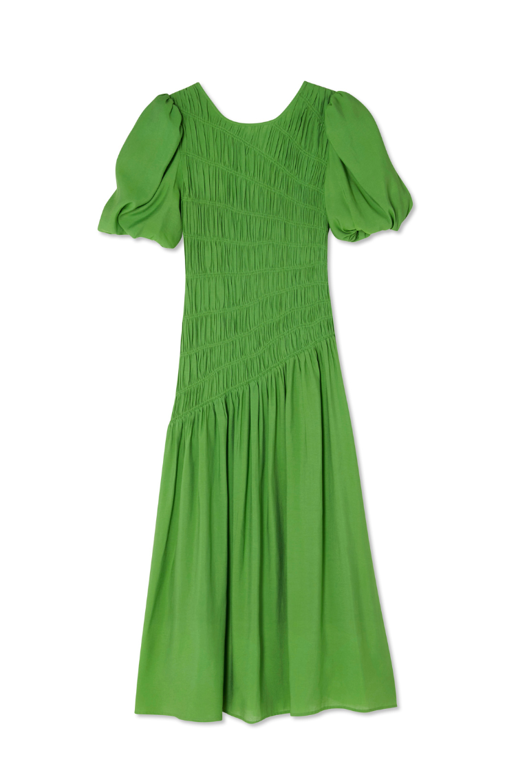 Green Shirred Nara Dress、mySite、solidvoid