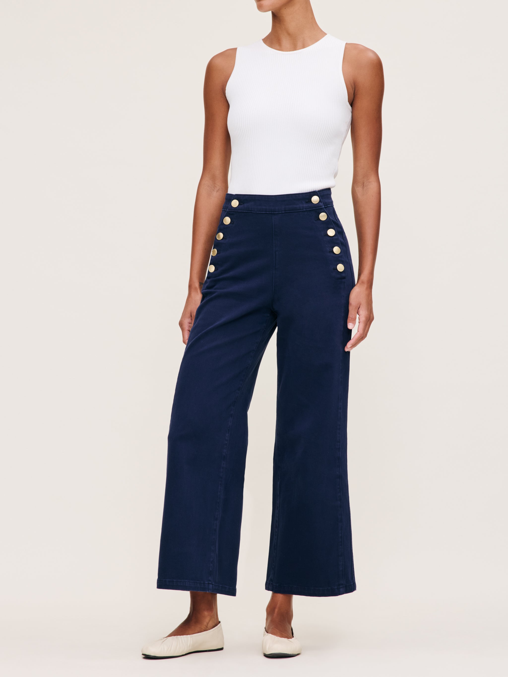 DL1961 Hepburn Wide Leg: High Rise Ankle, Bright Navy、mySite、noshort