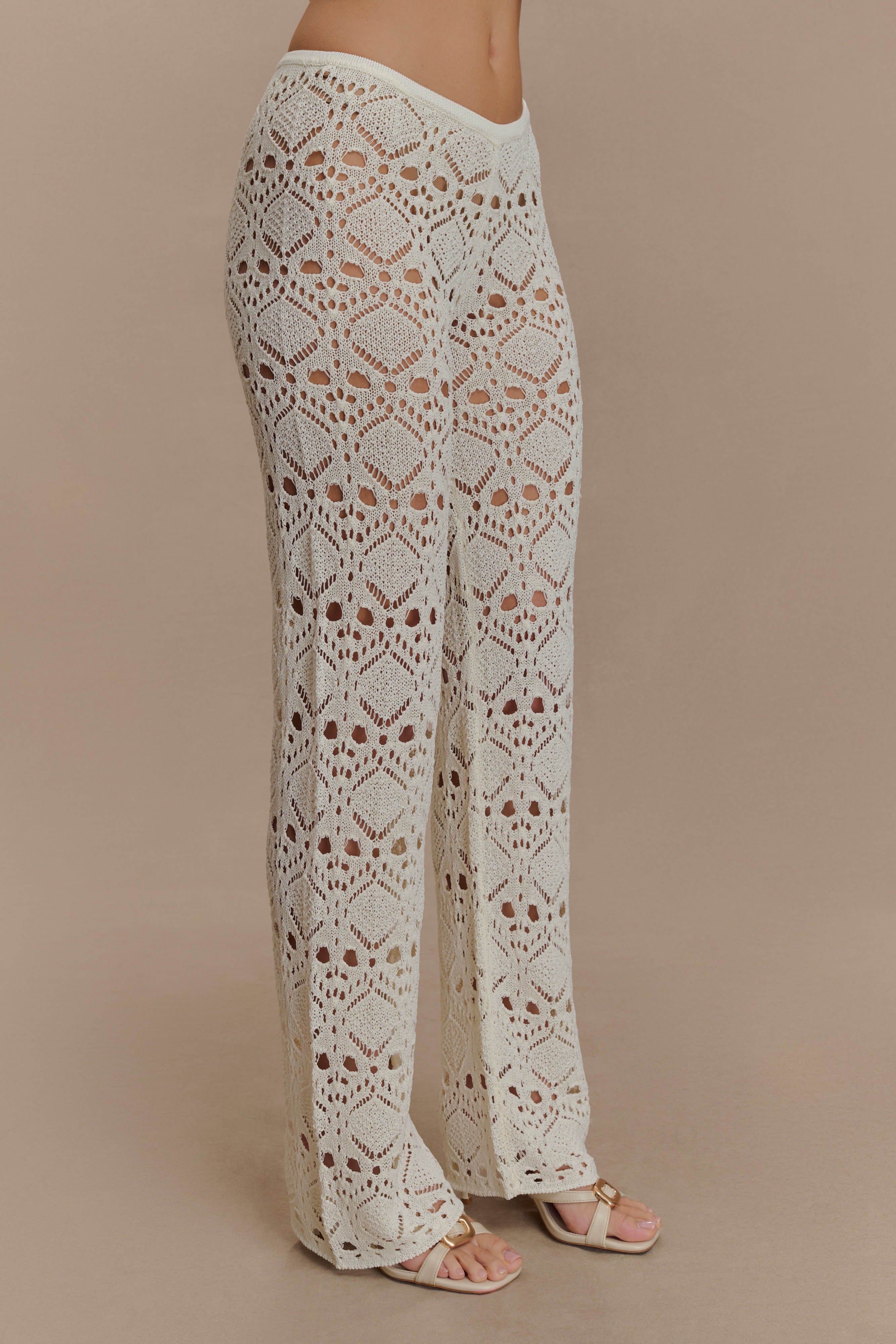 Trena Crochet Knit Pants - Ivory、mySite、solidvoid