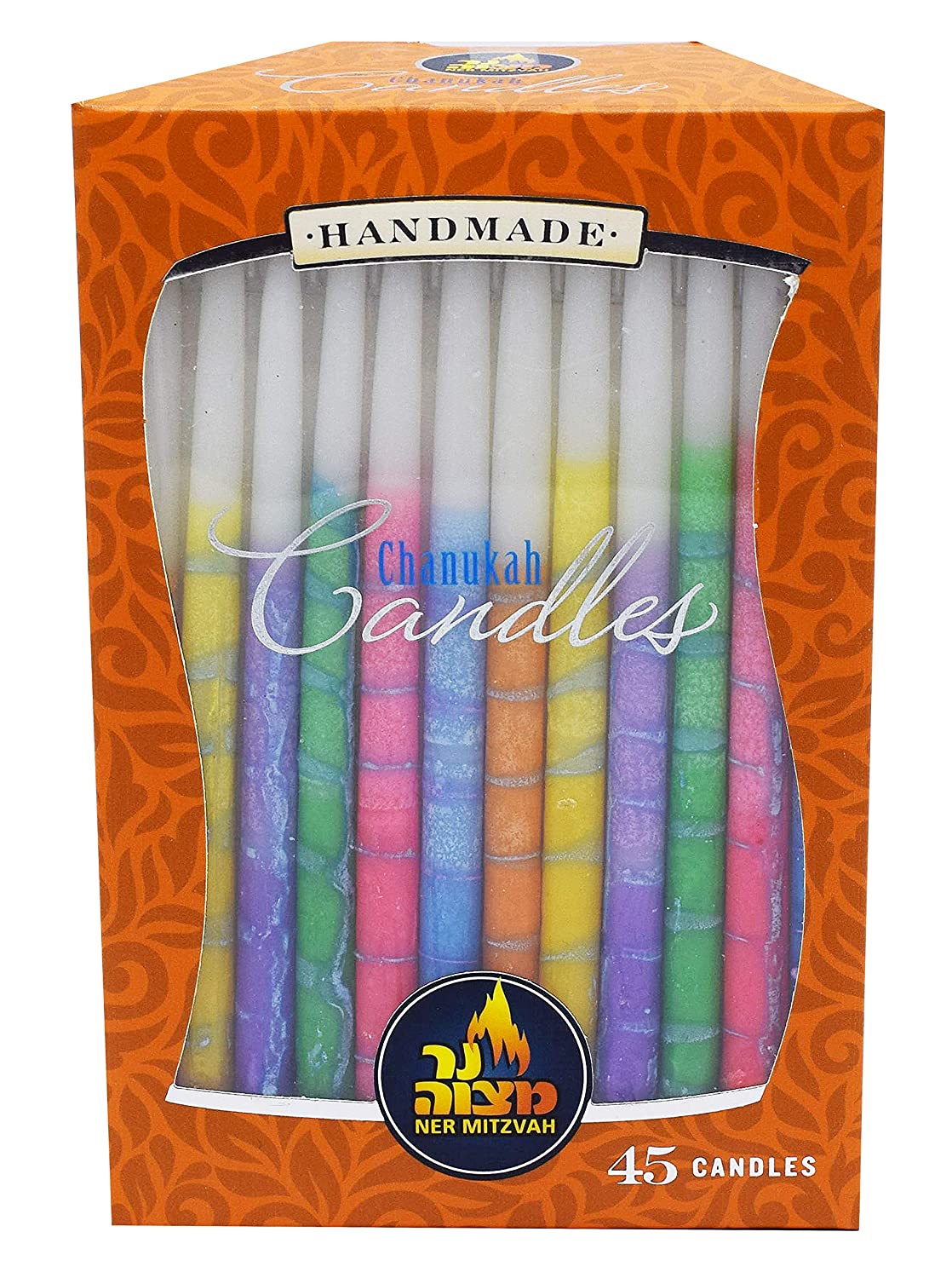 Colorful Swirl Handmade Decorated Hanukkah Candles、mySite、topwebapps