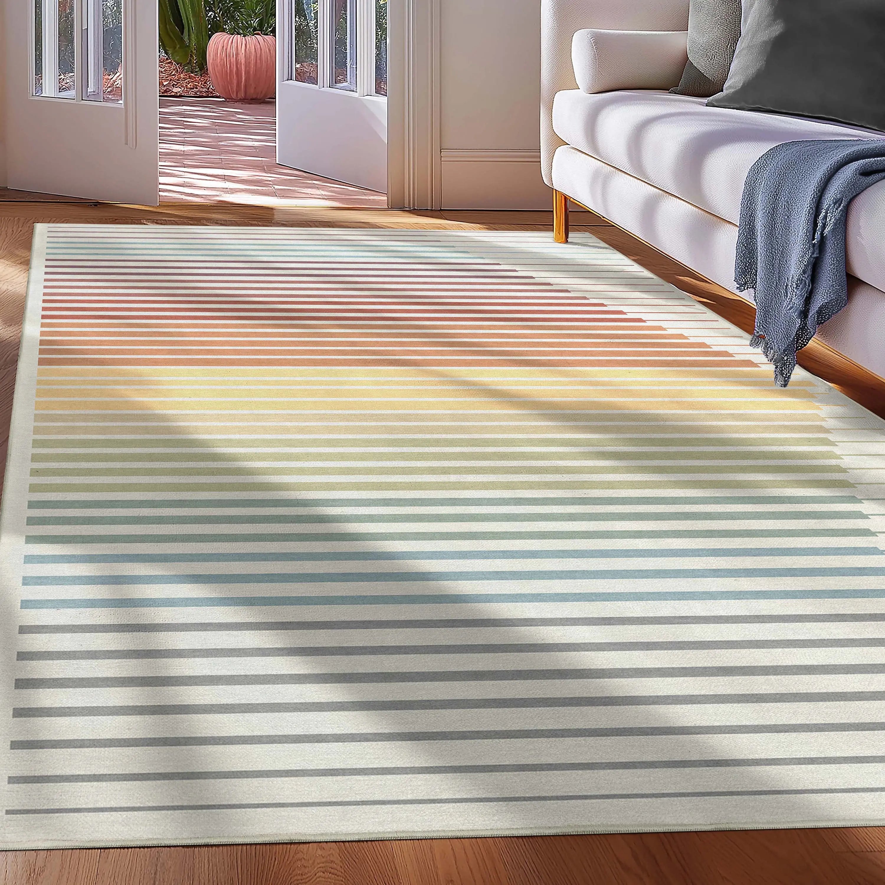 Apollo Odyssey Multi-Color Pastel Striped Rug Stain-Resistant & Easy to Clean、mySite、gigharbornorthrealestate