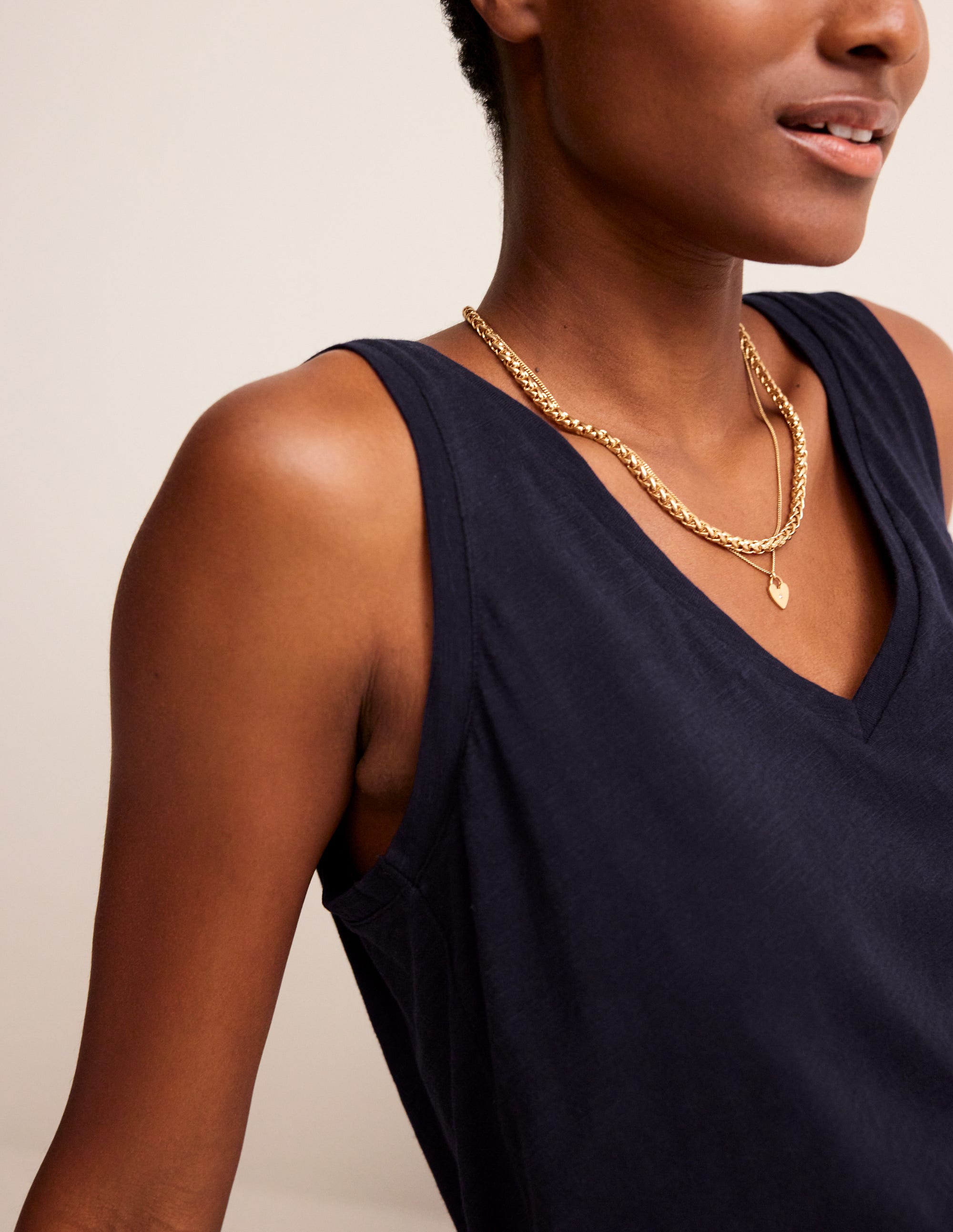  Regular V-Neck Slub Vest-Navy、mySite、ashleygrahame