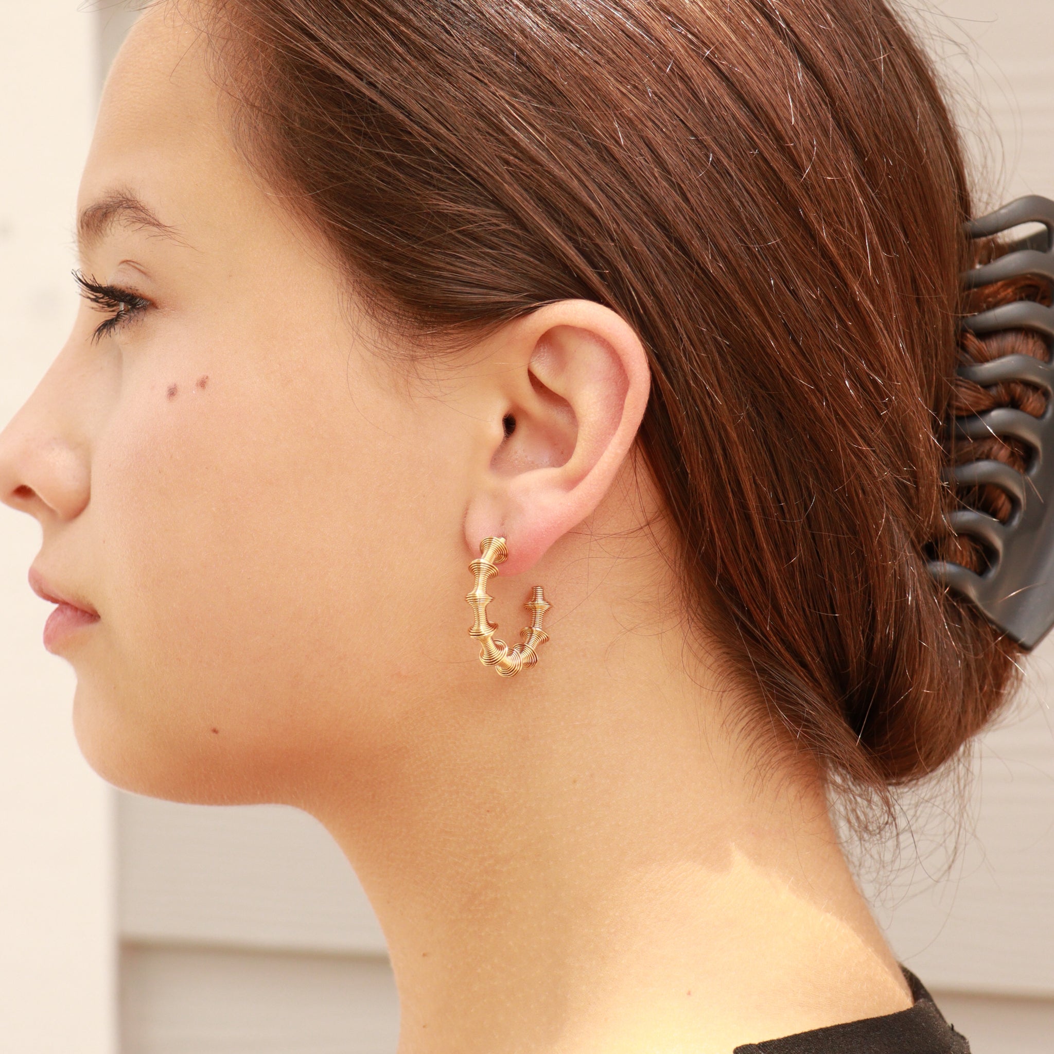 18K Gold PVD Stainless Steel Wired Statement Hoop Earrings / ERJ0019、mySite、dreamappss
