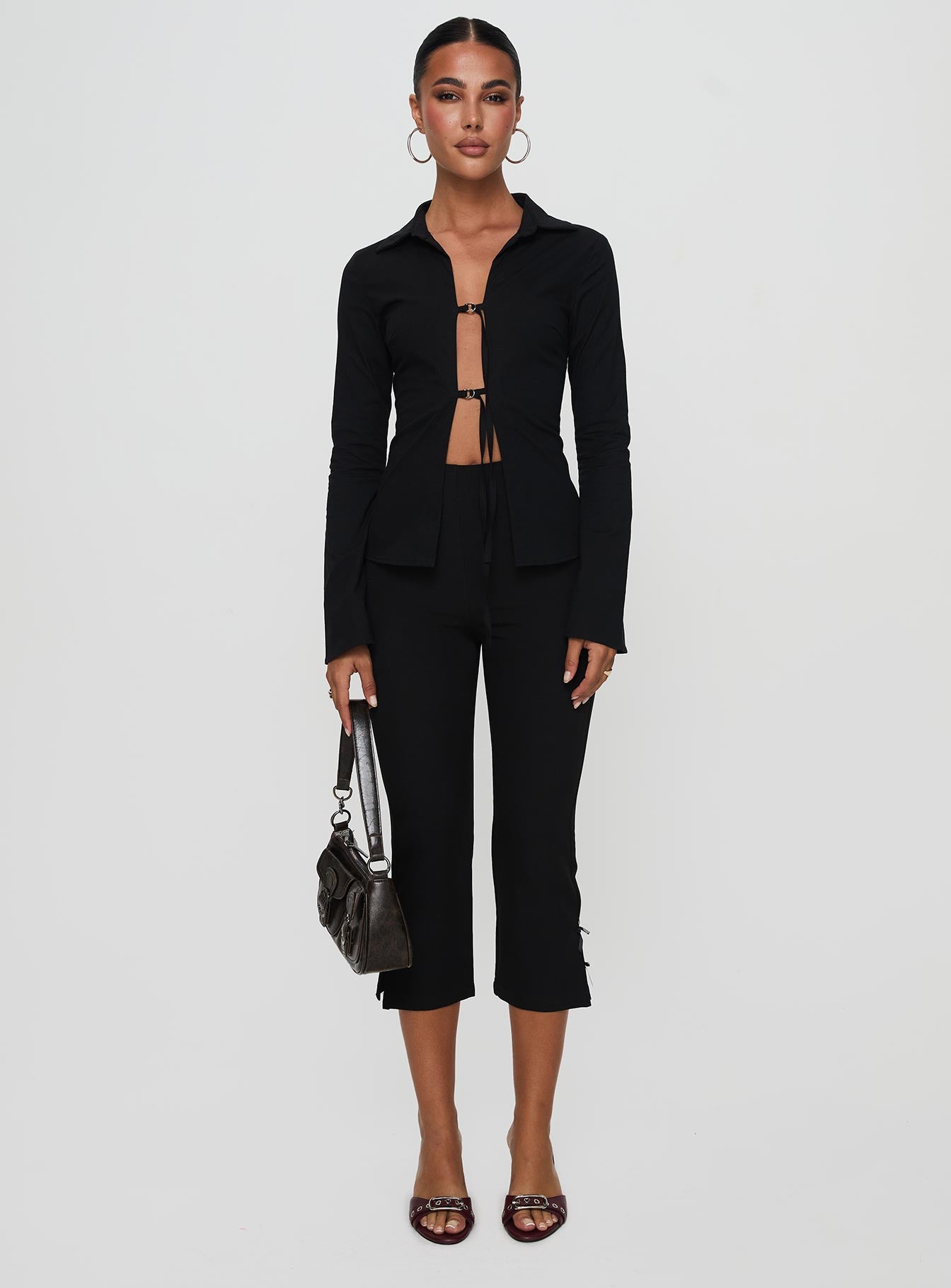 Nataline Long Sleeve Top Black、mySite、solidvoid