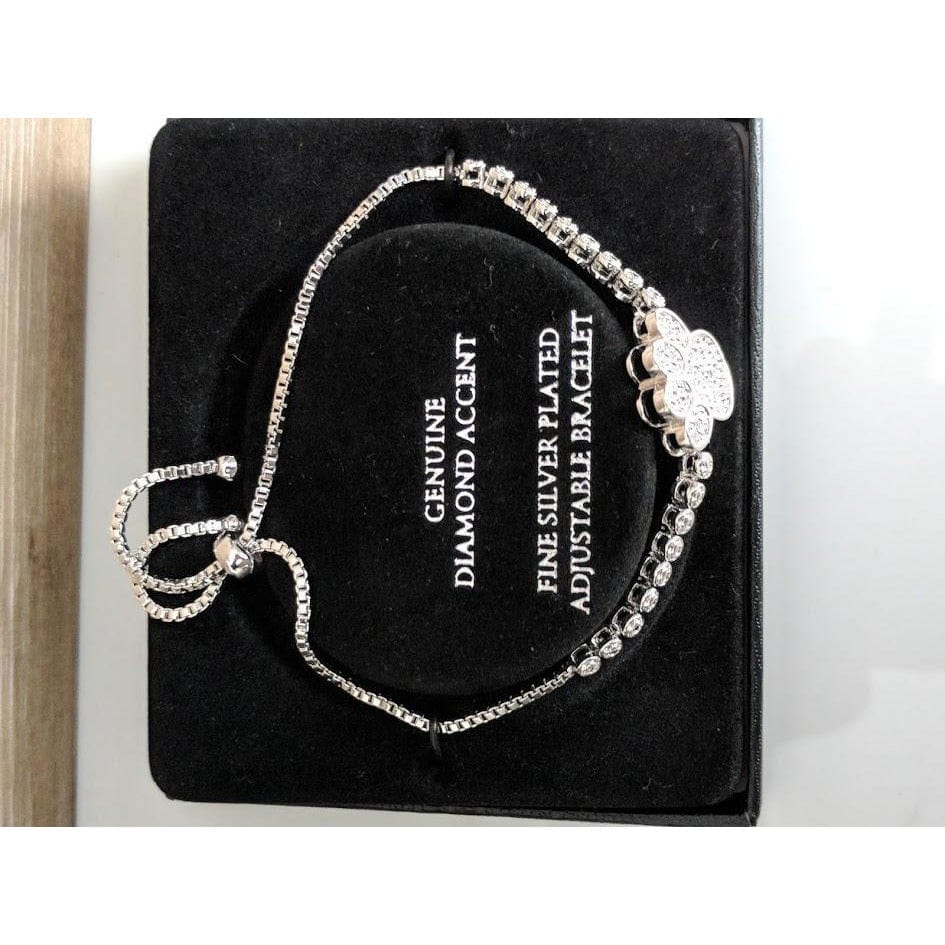 Paw Slider Bracelet-Silver Plated with Sparkling Diamonds $100 Retail、mySite、g9winljtr