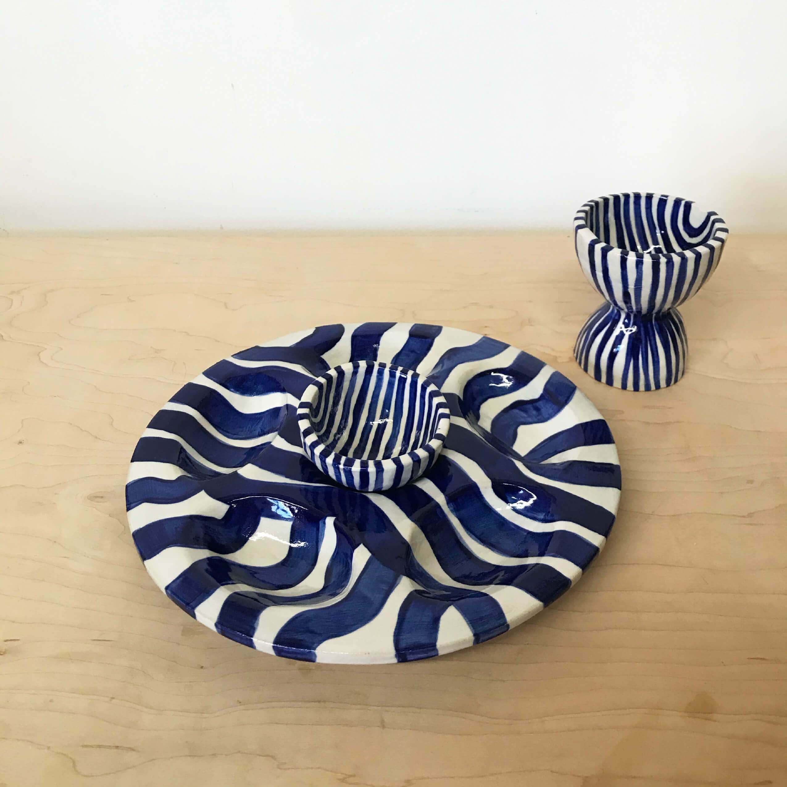 Stripe Seder Plate Set with Kiddush Cup and Salt Water Bowl by Julia Elsas、mySite、topwebapps
