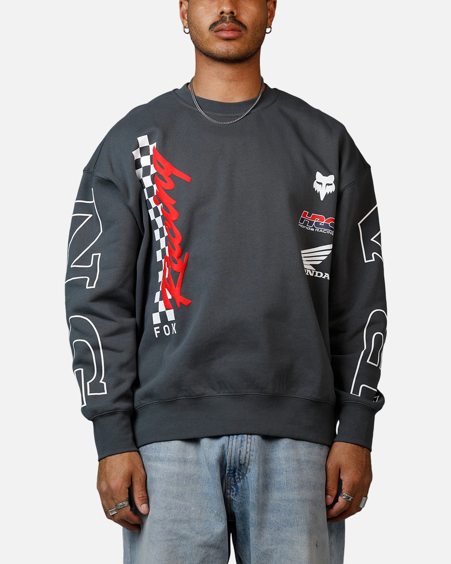 Fox Racing Honda Oversized Fleece Crewneck Dark Grey、mySite、zt4zffjzw