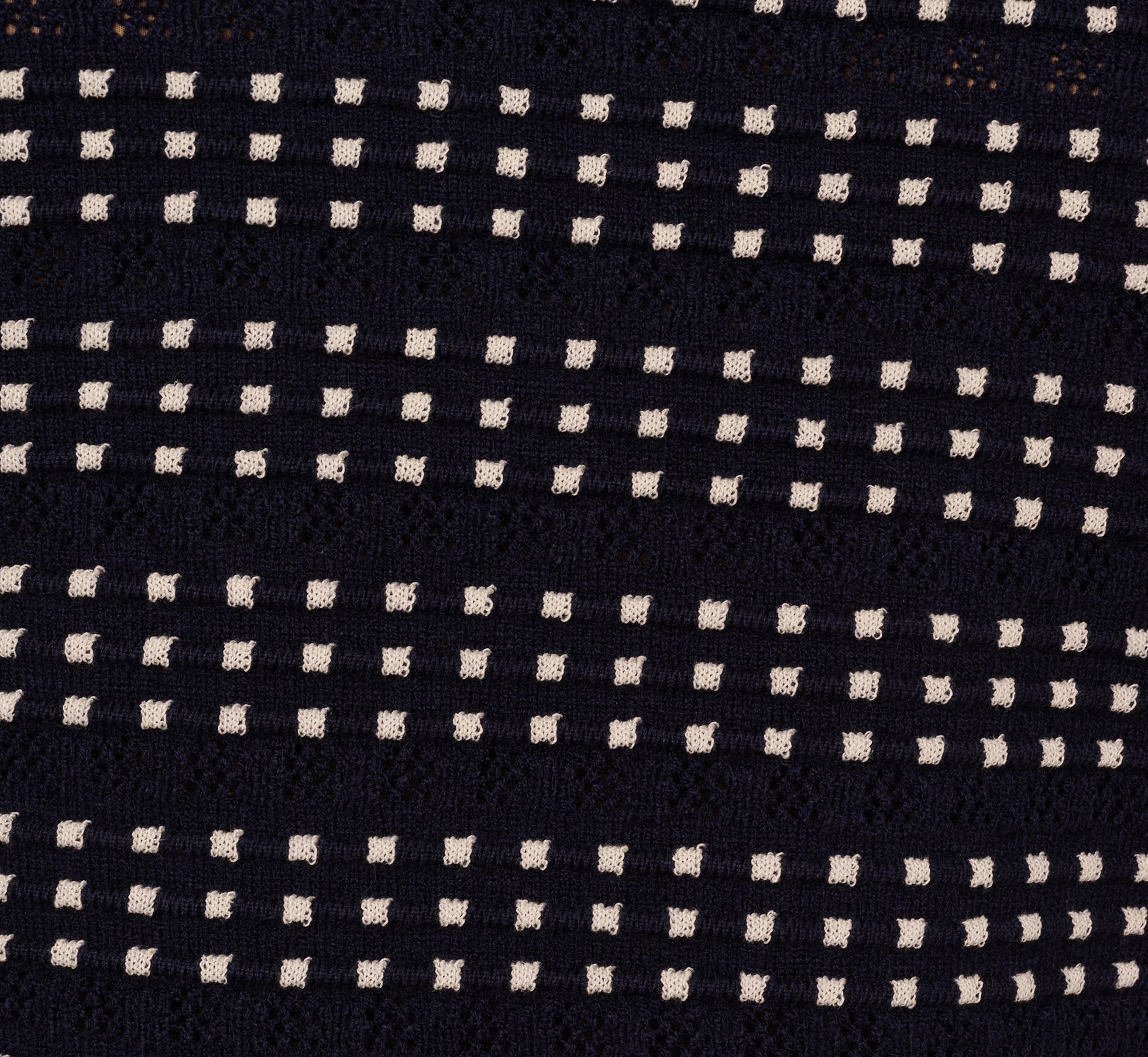 Short Sleeve Grid Knit Fringe Trim Sweater In Navy Ivory、mySite、solidvoid