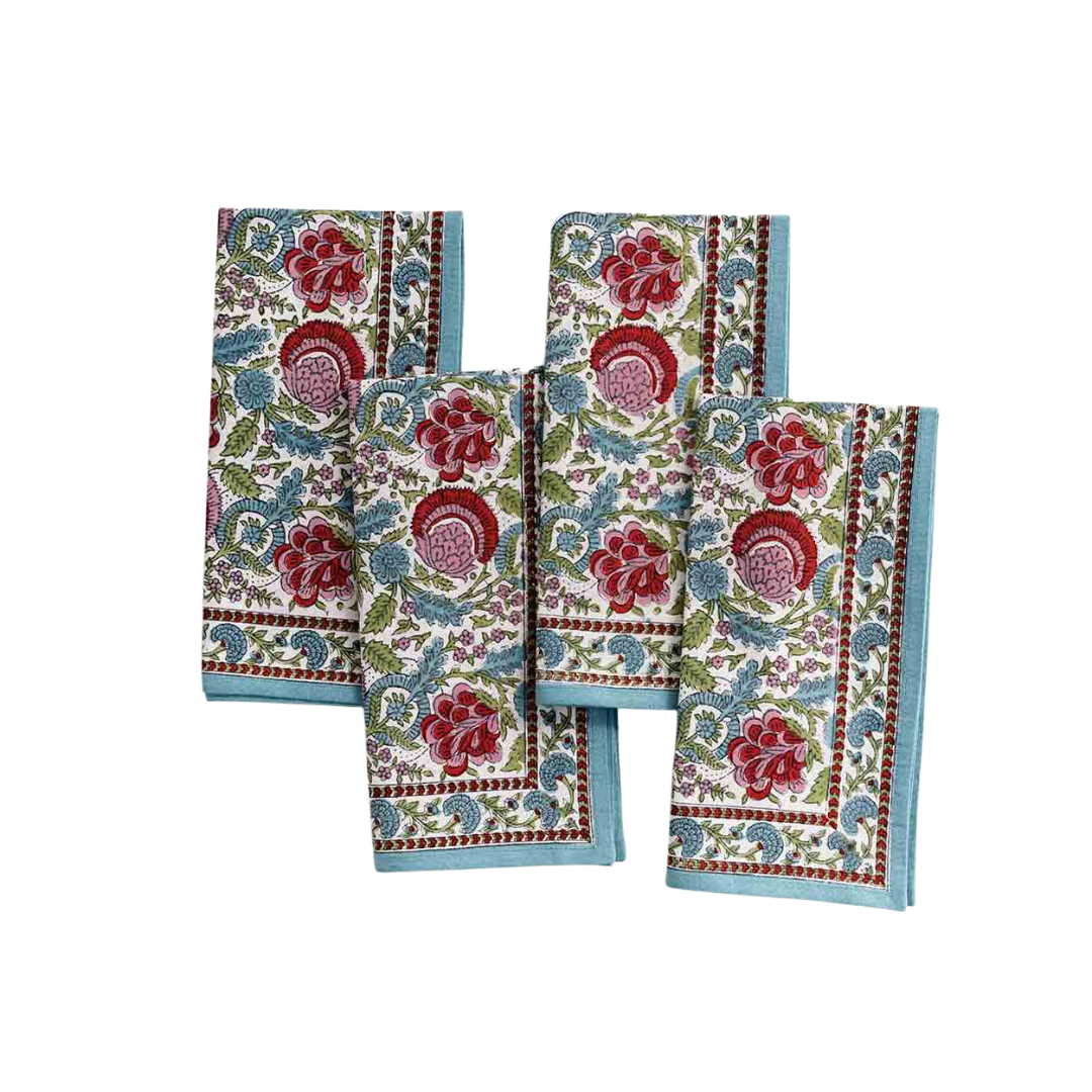  Turquoise Floral Napkins Set Of 4、mySite、elrpsem3k
