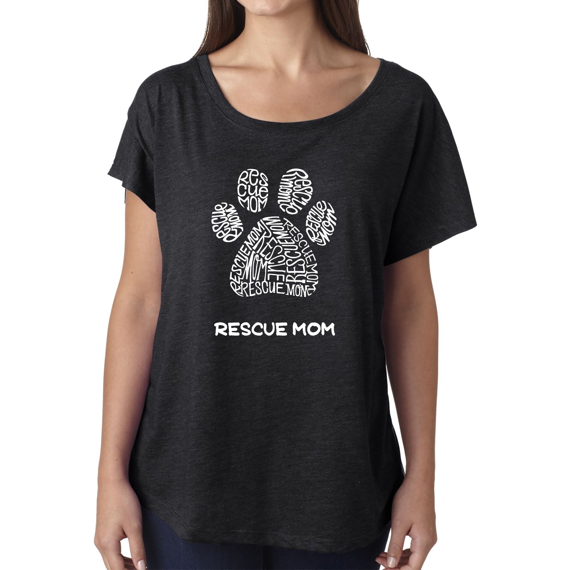 Rescue Mom - Women's Loose Fit Dolman Cut Word Art Shirt、mySite、camillekostekn