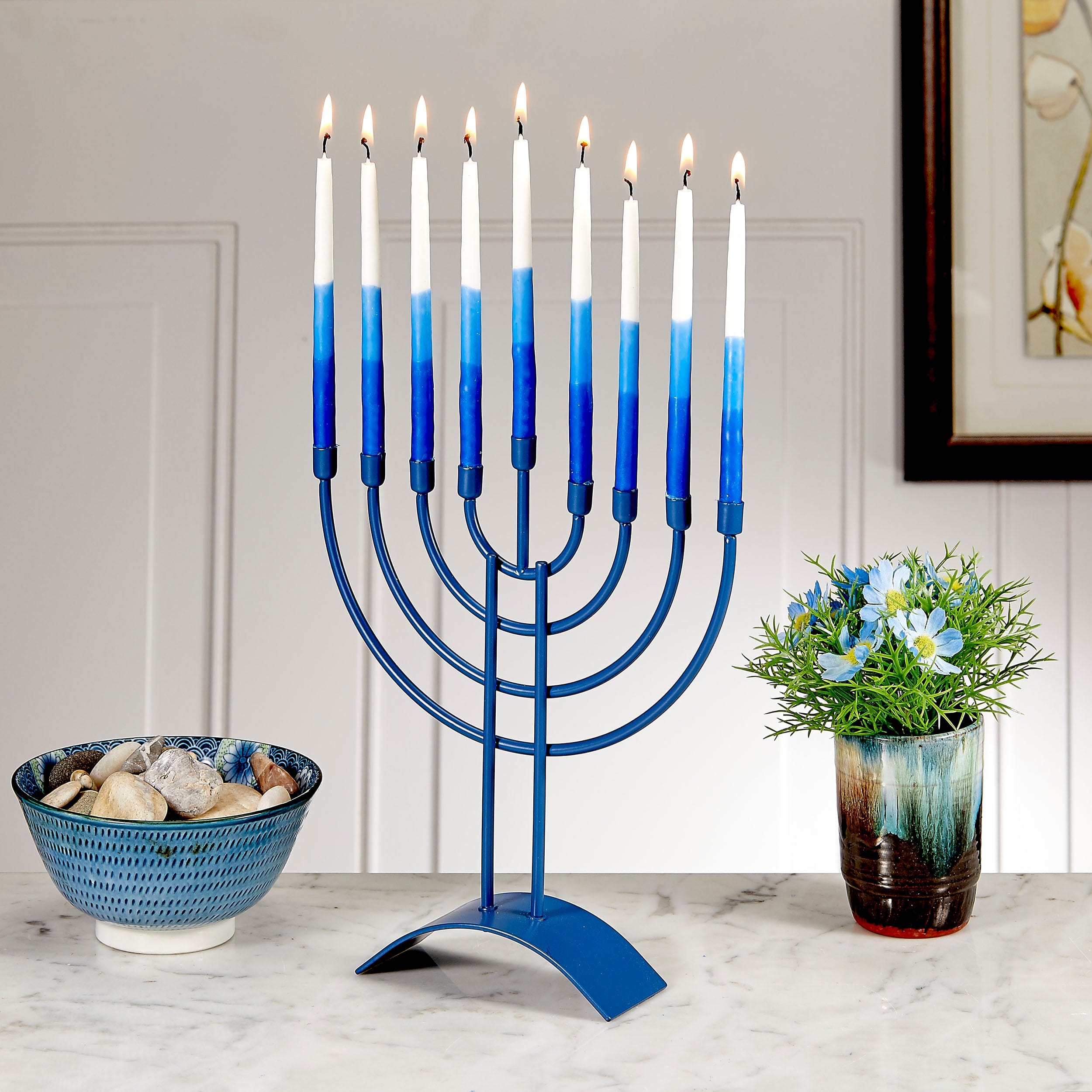 Traditional Steel Menorah with Blue Finish、mySite、topwebapps