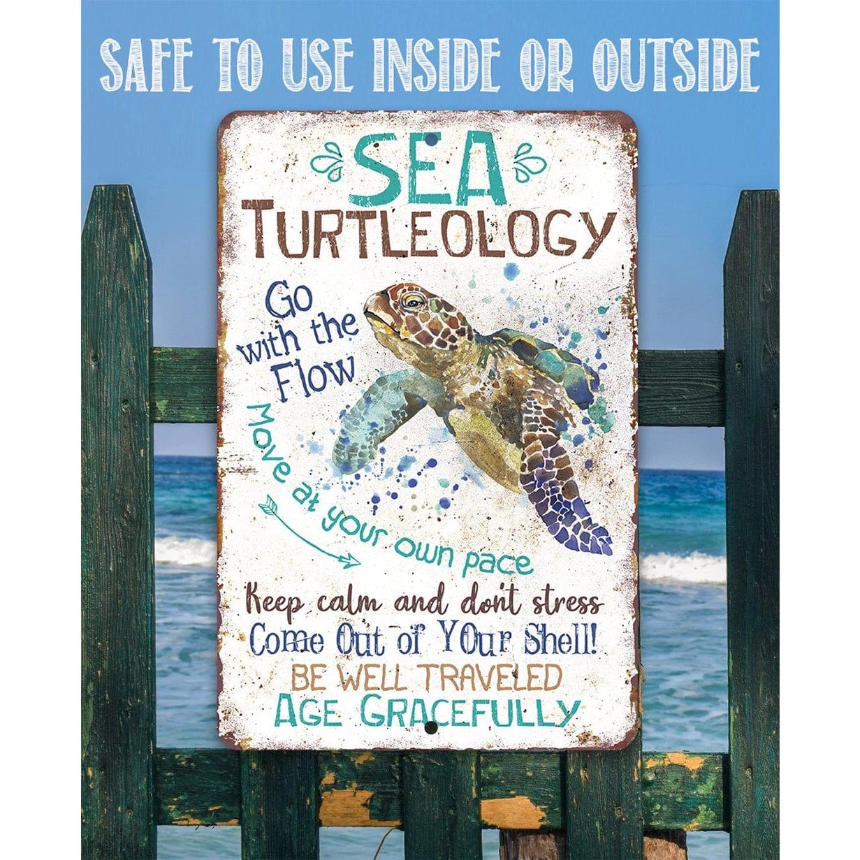 Sea Turtleology - Made in the USA Metal Sign、mySite、g9winljtr