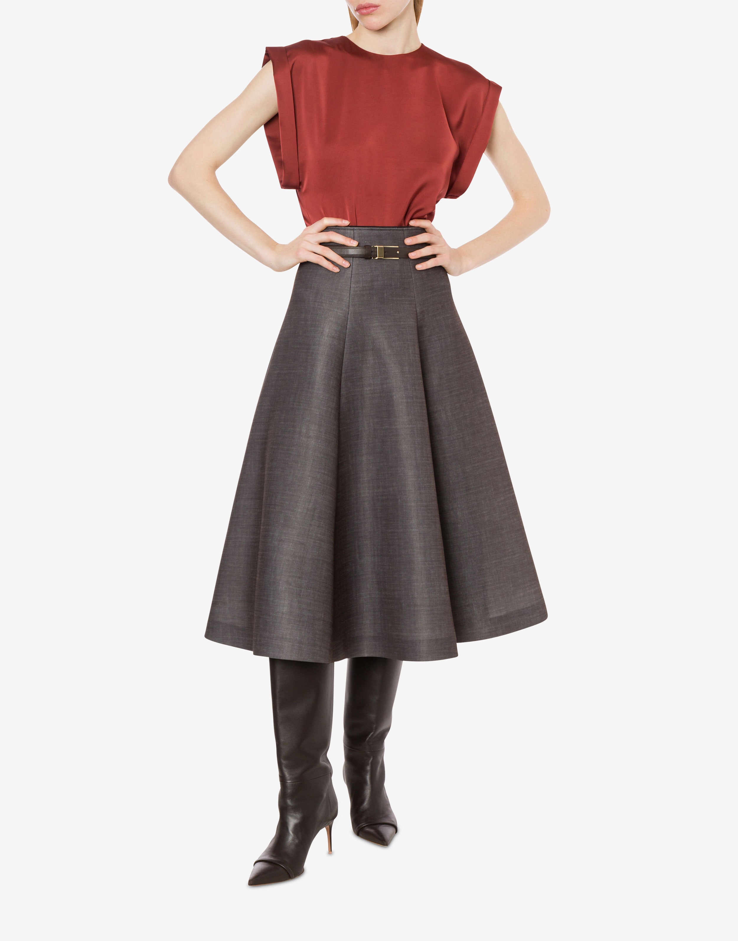 Blusa in raso con maniche rollate、mySite、aoinhome