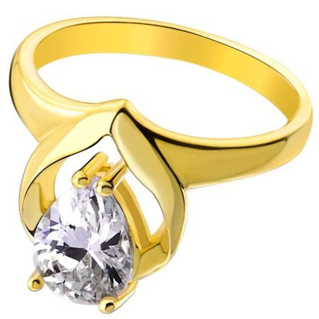 Teardrop CZ Gold Over Brass Ring / FSR0011、mySite、dreamappss