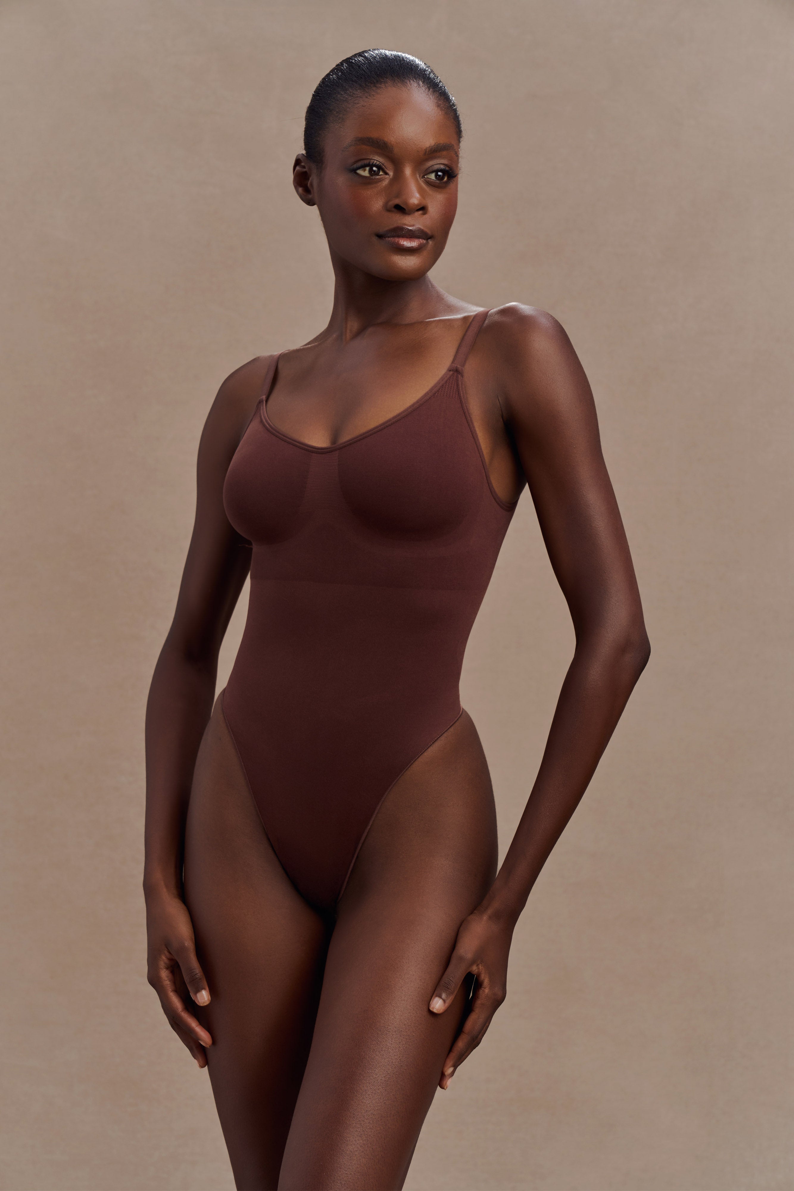 Alyssa Backless Shapewear Bodysuit - Espresso、mySite、solidvoid