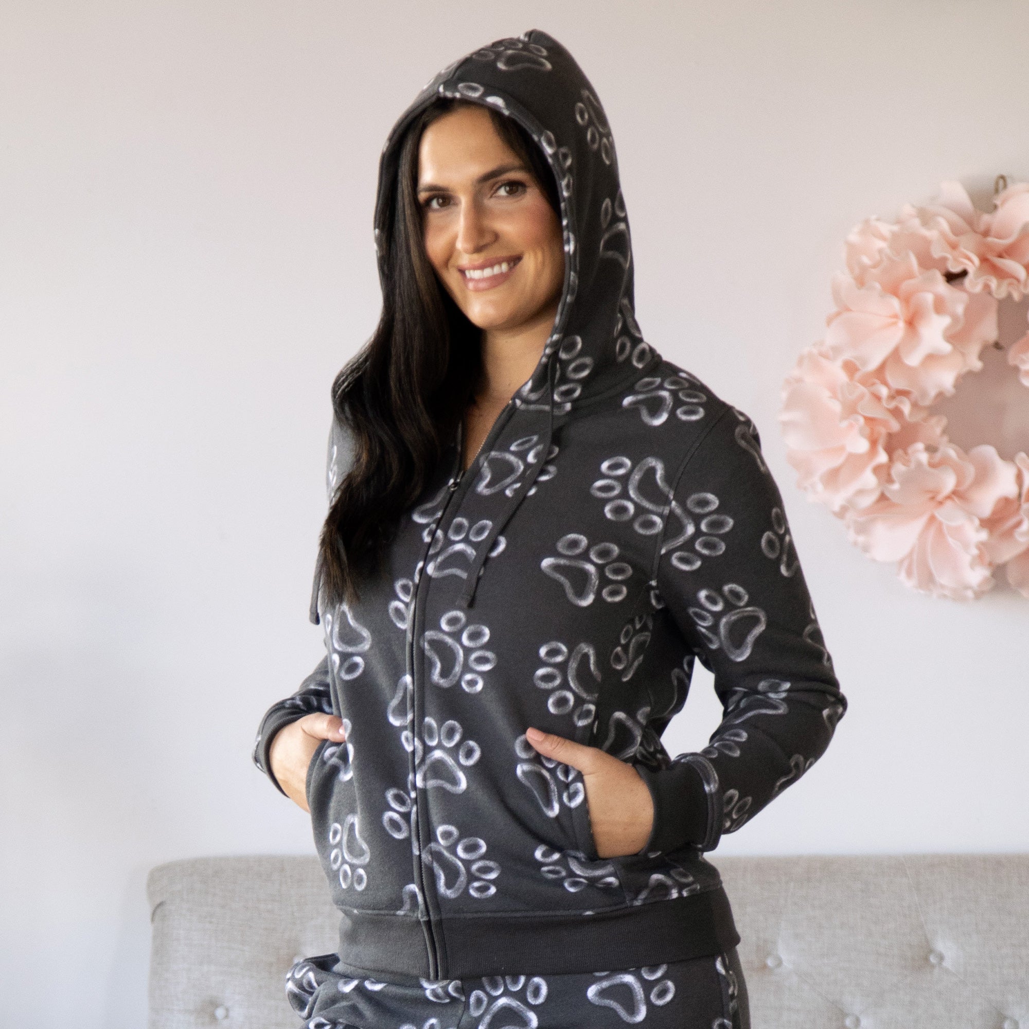 All Over Chalk Paw Zip Hoodie、mySite、camillekostekn