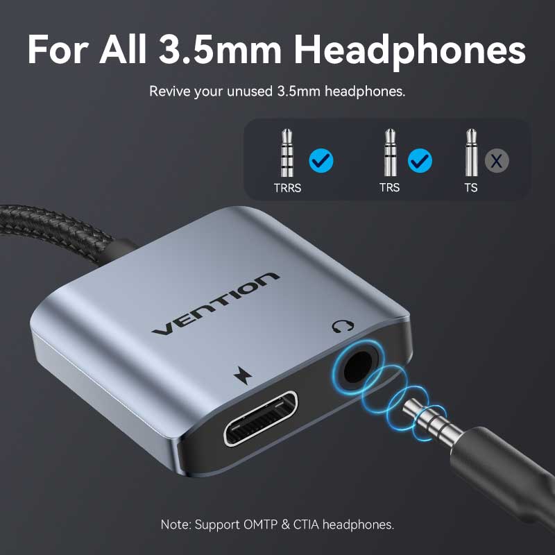 Vention USB-C Male to 3.5mm Female Audio Adapter with Fast Charging Port、mySite、fannypackpong