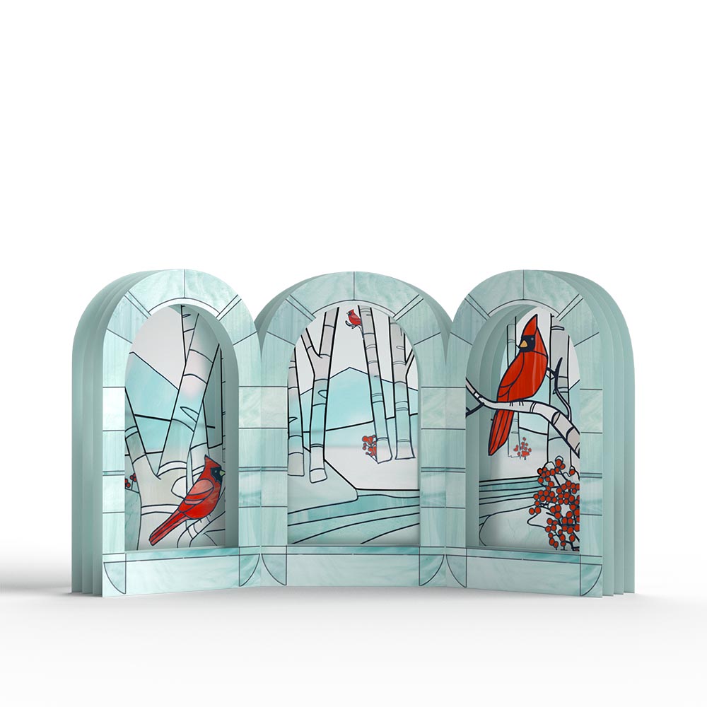 Stained Glass Winter Cardinal Pop-Up Gift、mySite、solidvoid