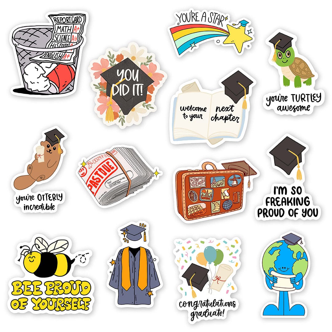  Illustrated Graduation Stickers 13 Pack、mySite、elrpsem3k