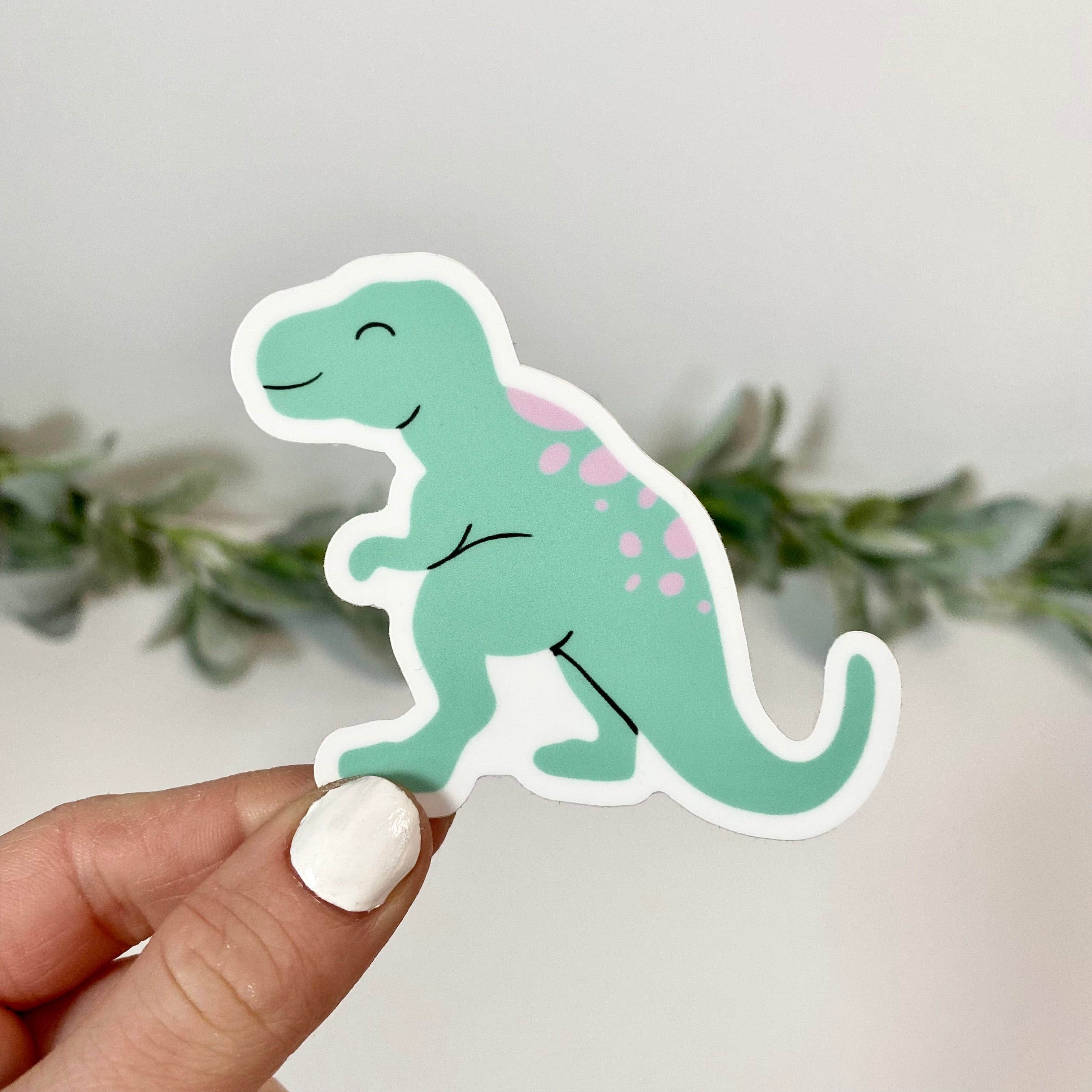  Cute Green T-Rex Dinosaur Sticker、mySite、elrpsem3k