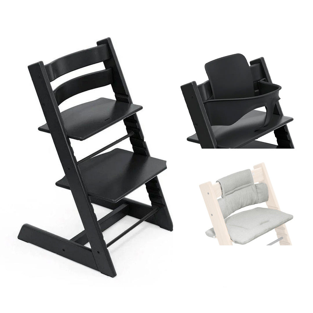  Stokke Tripp Trapp Highchair Bundle + Cushion - Black、mySite、merchandisen