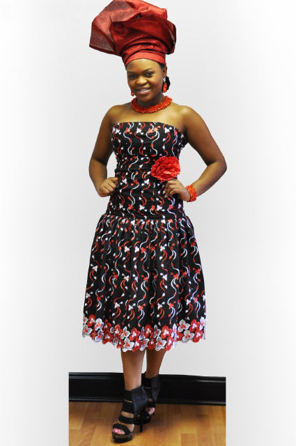 Strapless African Clothing lace dress、mySite、solidvoid