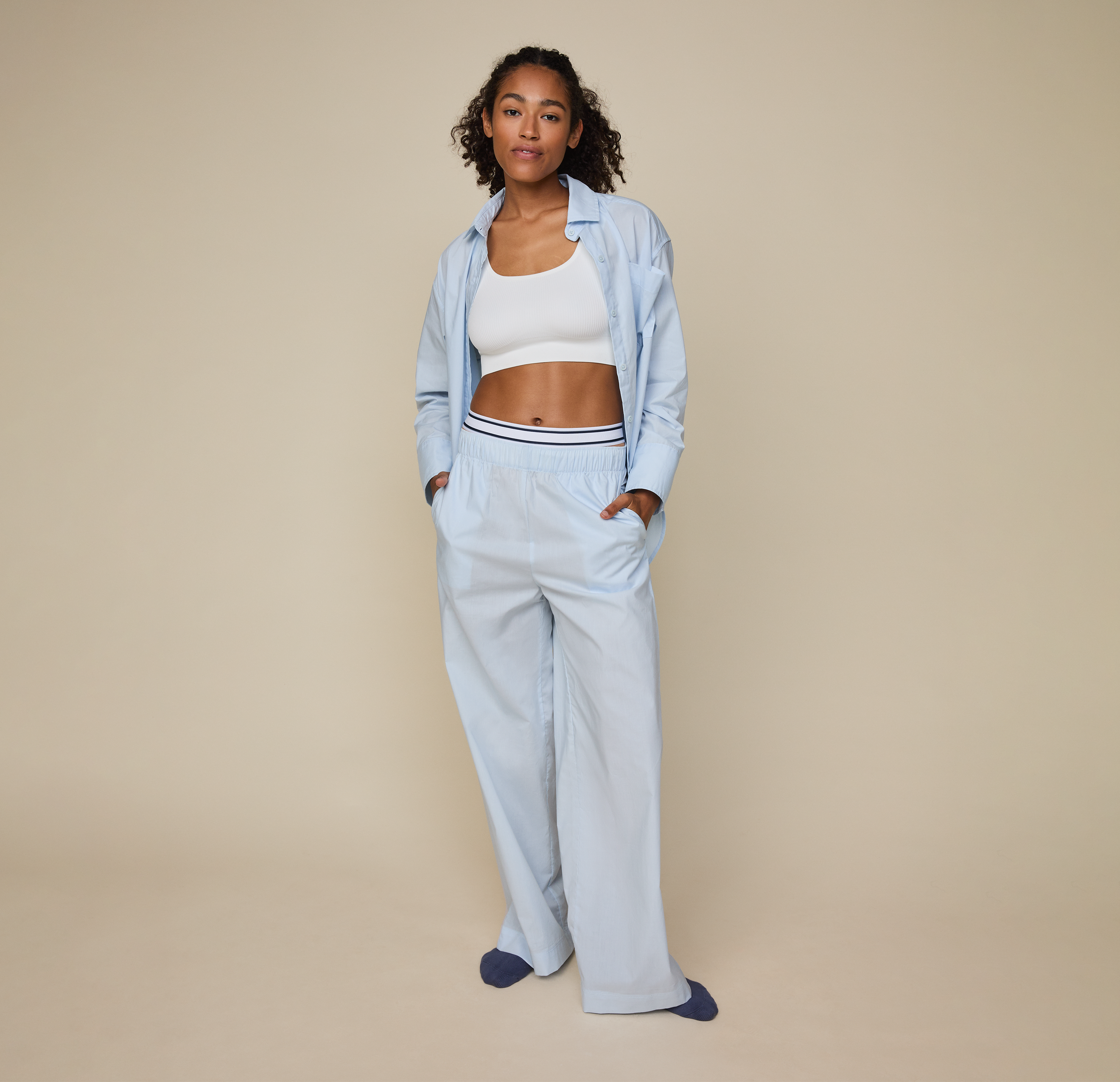 Classic Poplin Pajama Pants - Ice Blue、mySite、bengalsvssteelers