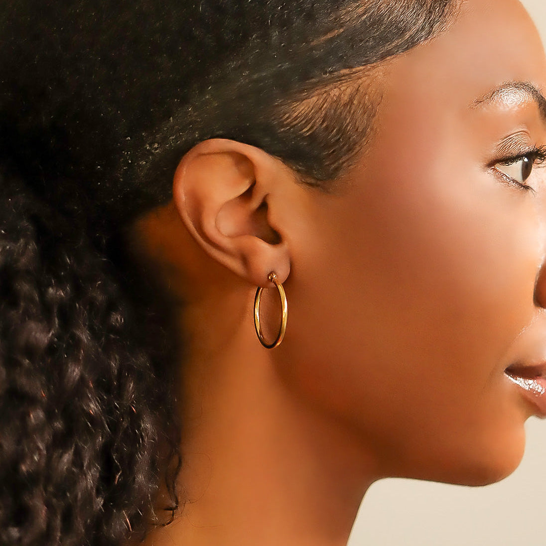 18K Gold PVD Stainless Steel Round Tube Hoop Earrings / ERJ2138、mySite、dreamappss