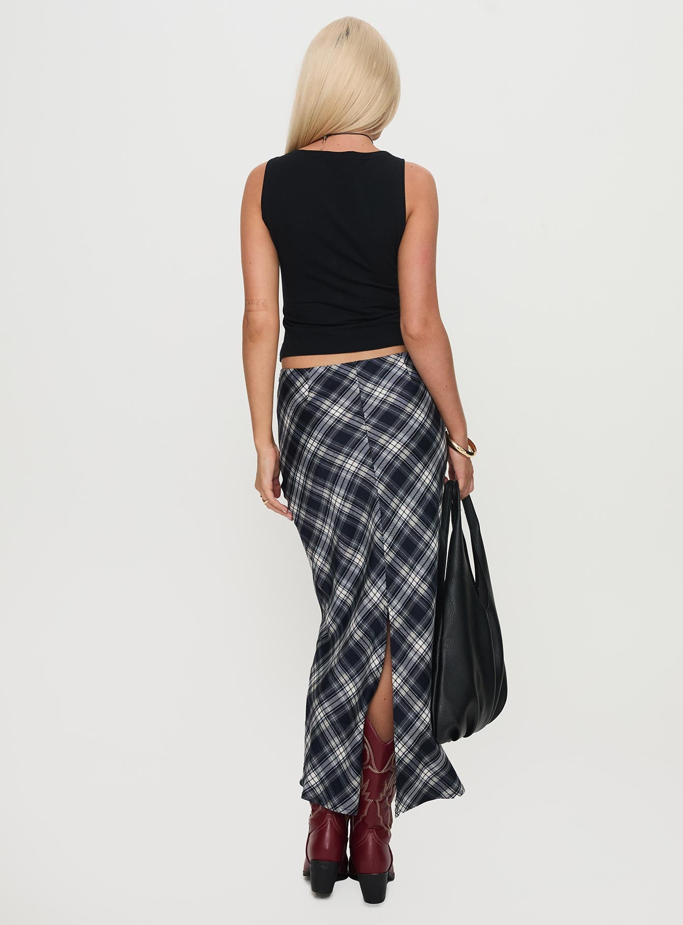 Everlie Low Waist Maxi Skirt Check Multi、mySite、solidvoid