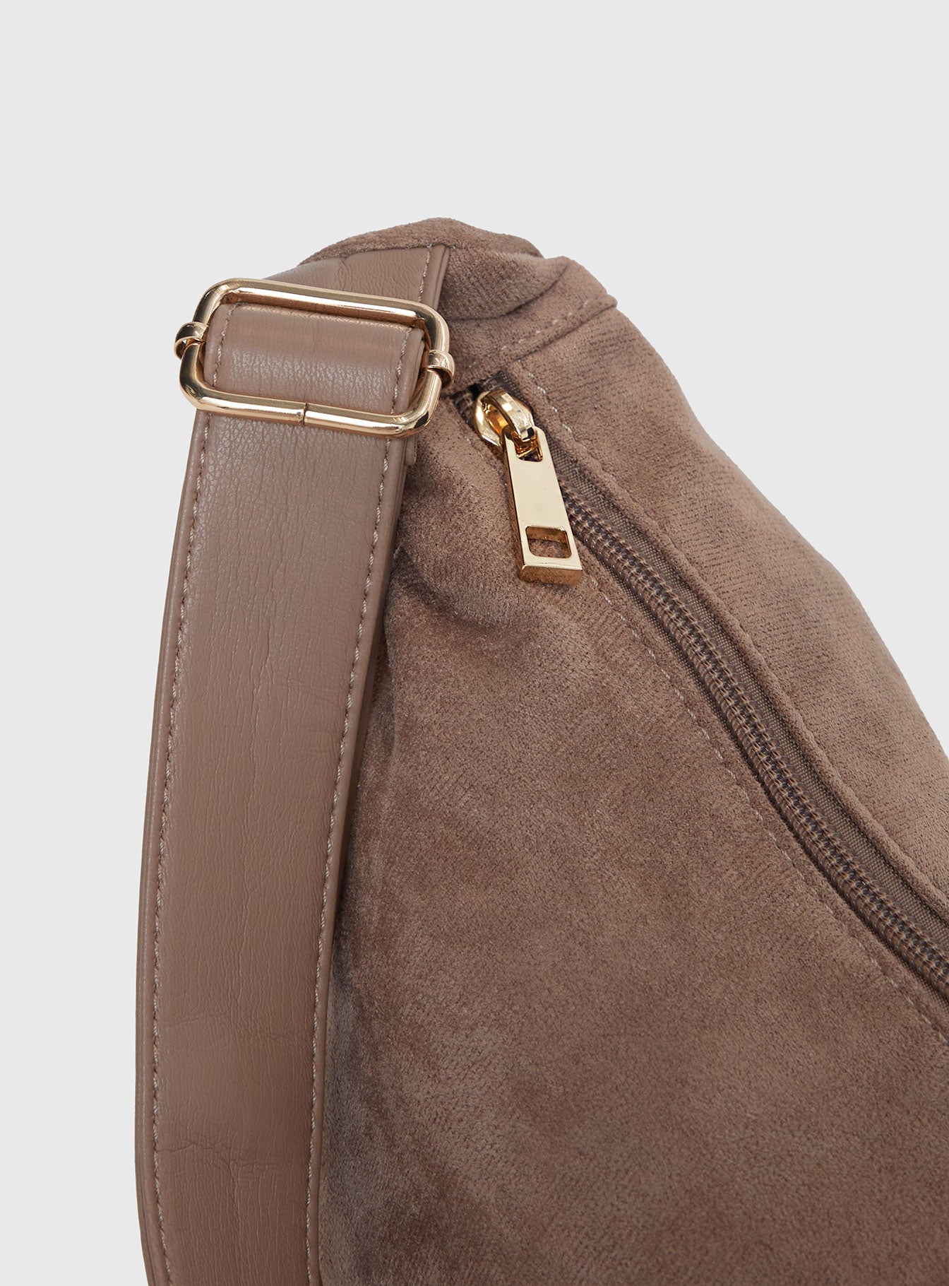 Ransom Faux Suede Shoulder Bag Taupe、mySite、solidvoid