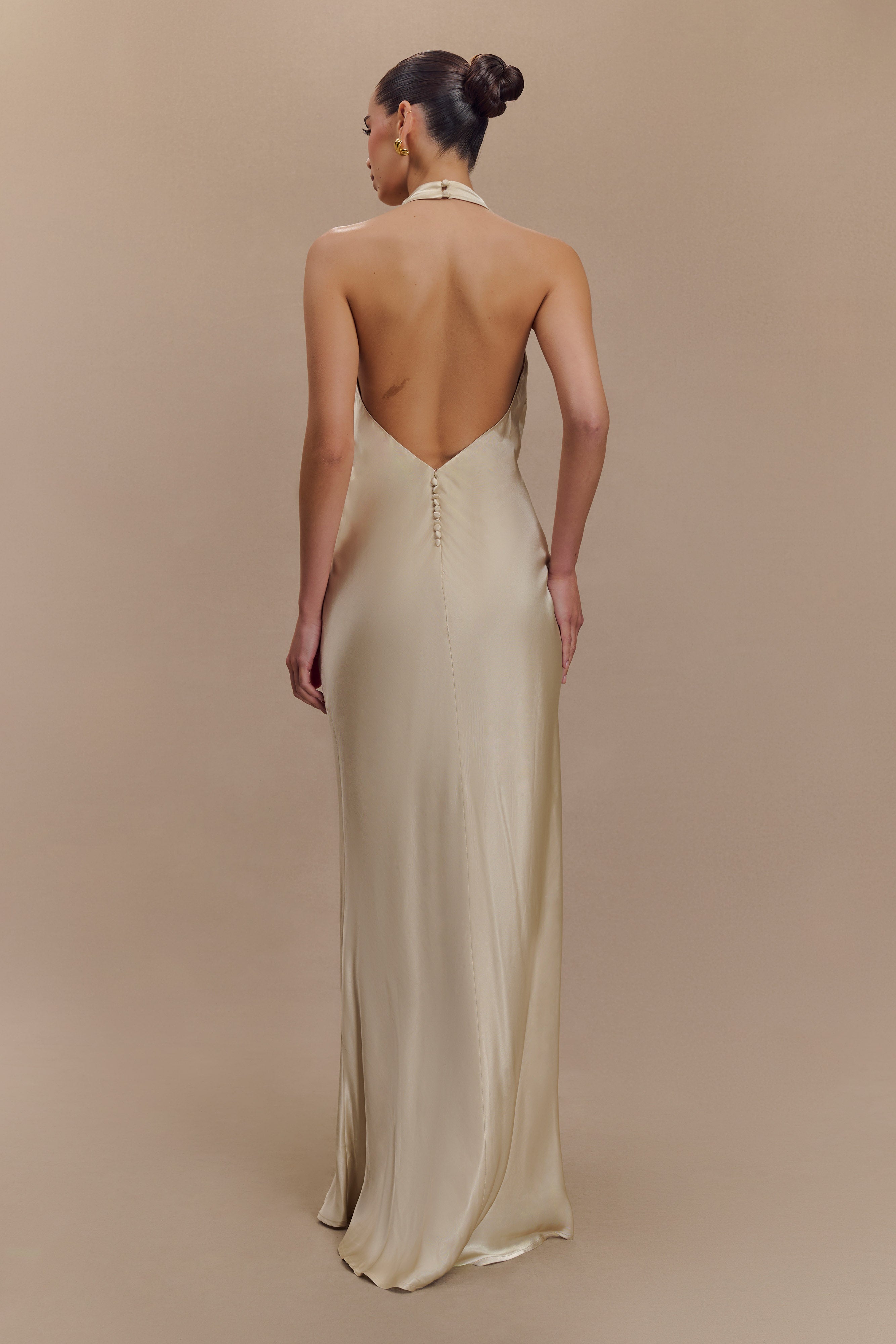 Esther Iridescent Satin Cowl Maxi Dress - Gold、mySite、solidvoid