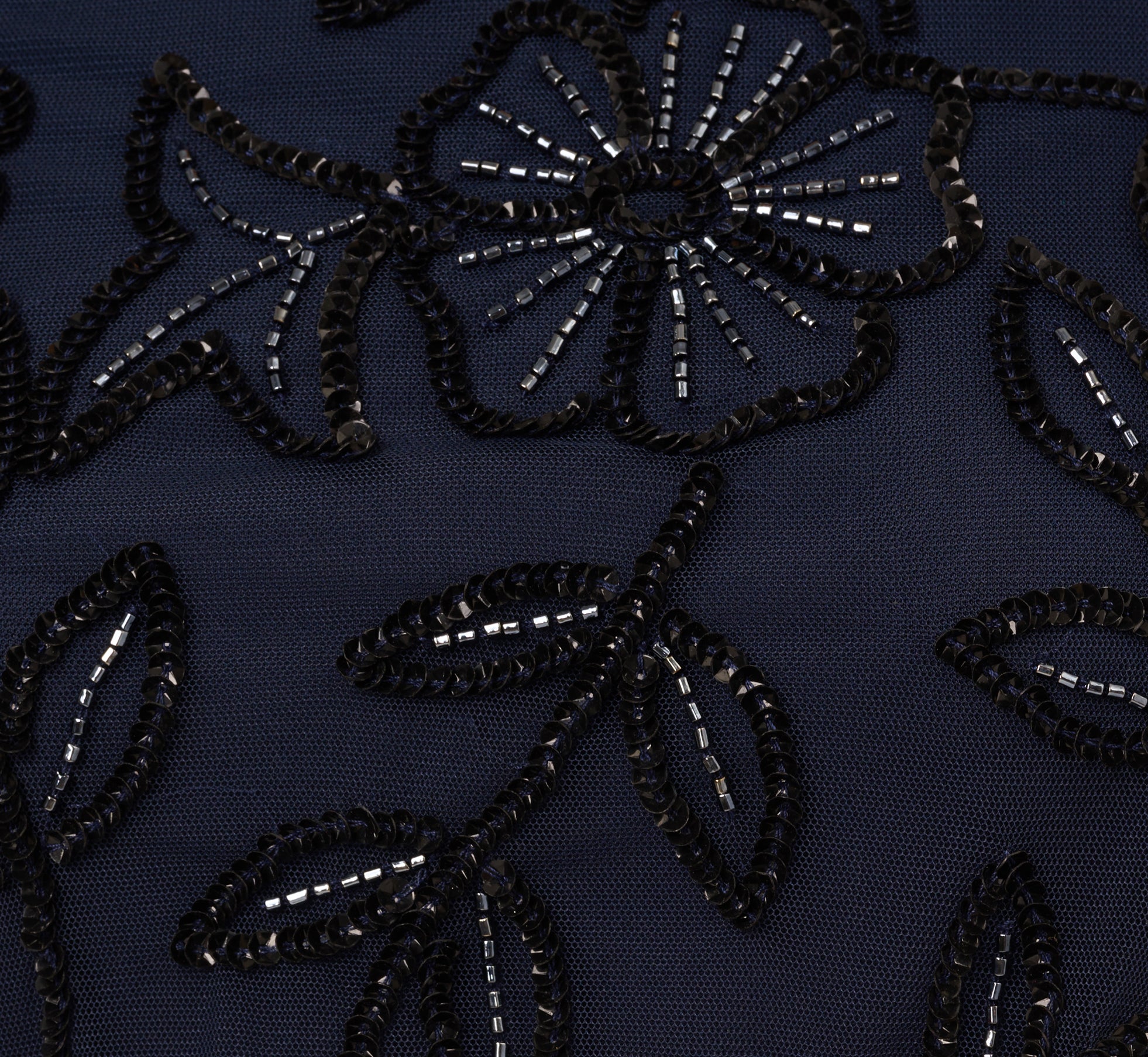 Jasmine Beaded Blouson Gown With Sheer Short Sleeves In Navy Black、mySite、solidvoid