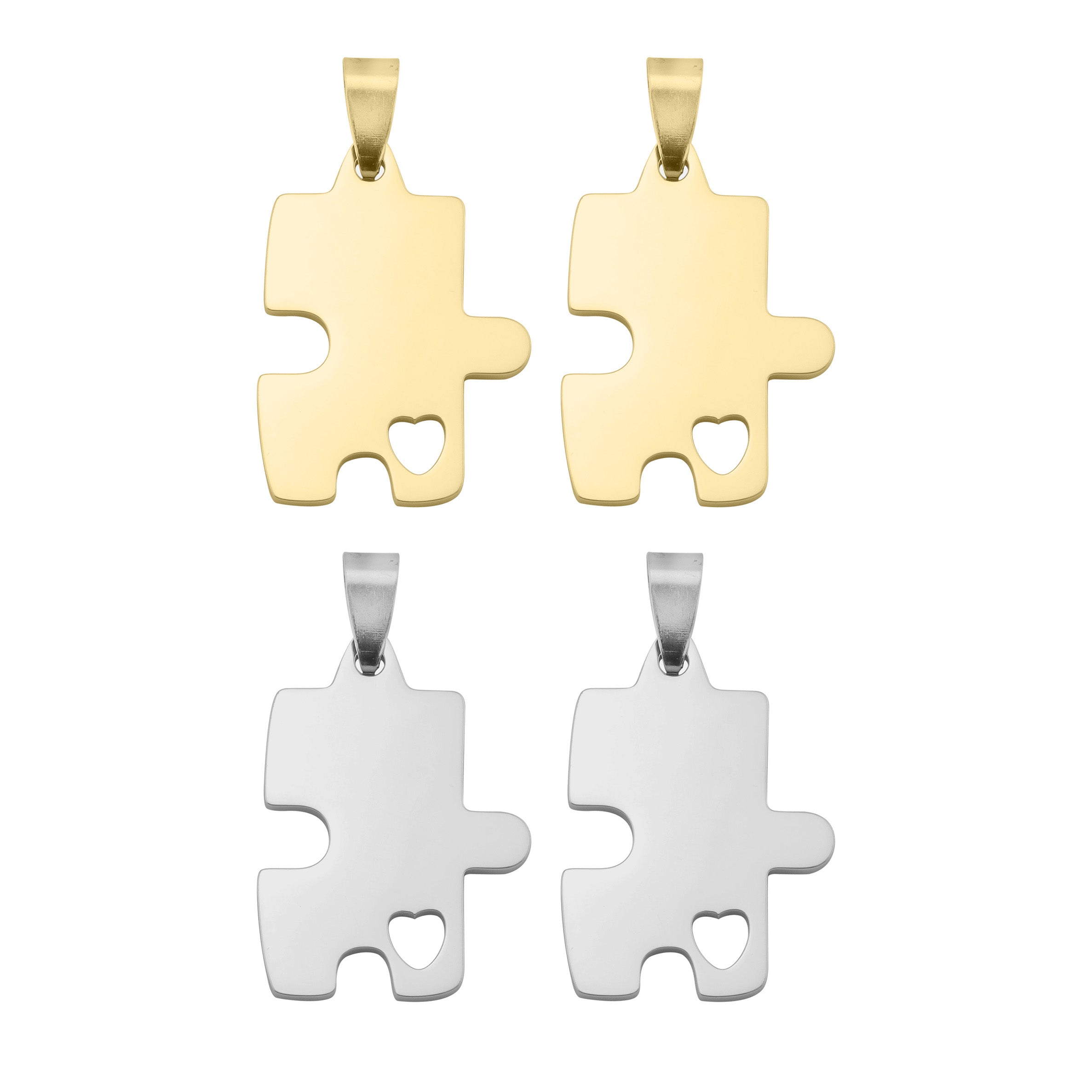18K Gold PVD Stainless Steel Engravable 2 Piece Break Apart Puzzle Pendants / PDC283、mySite、dreamappss