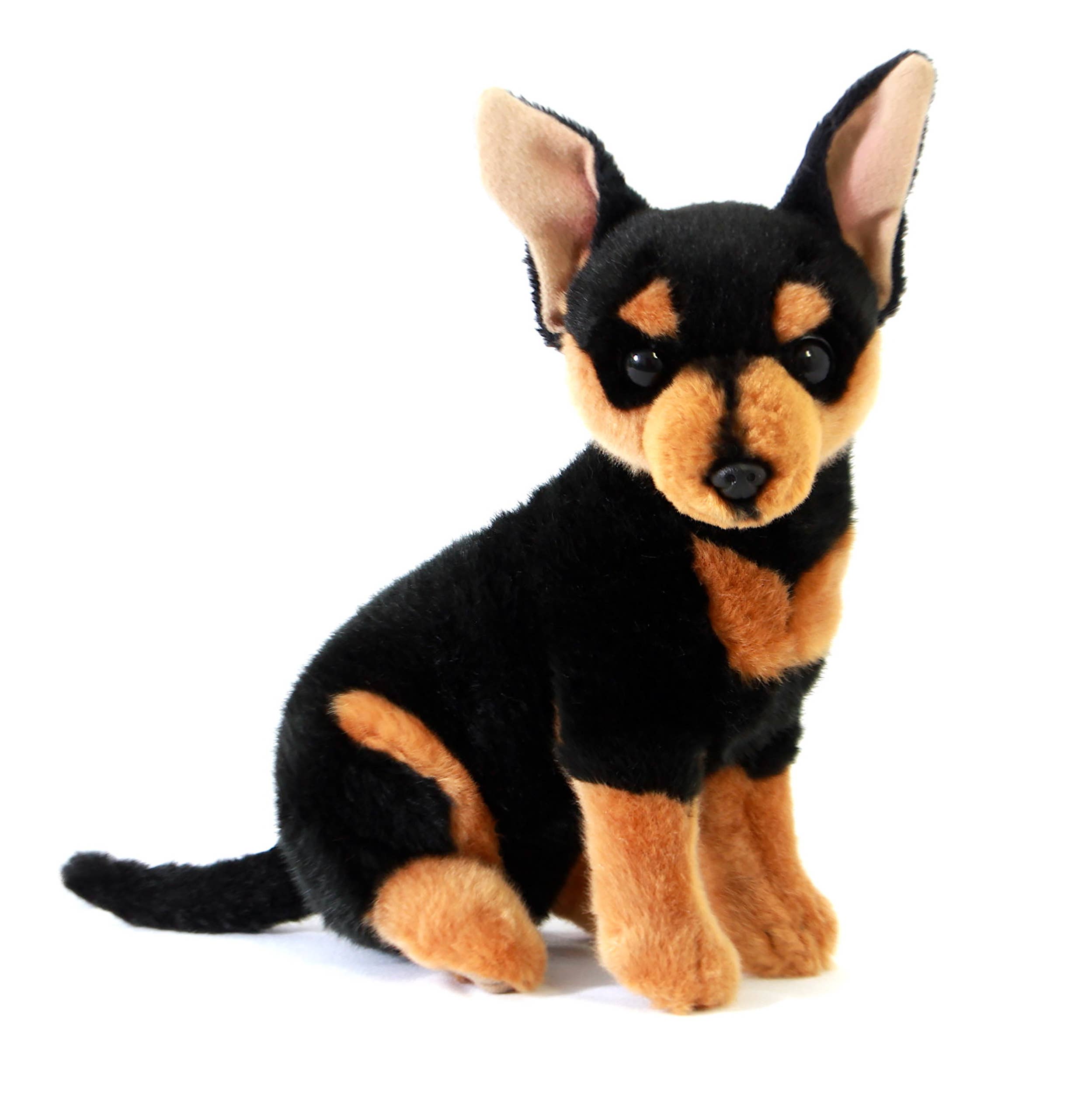 Plush Toy Stuffed Chihuahua Dog Black and Tan Size 25cm/10、mySite、g9winljtr
