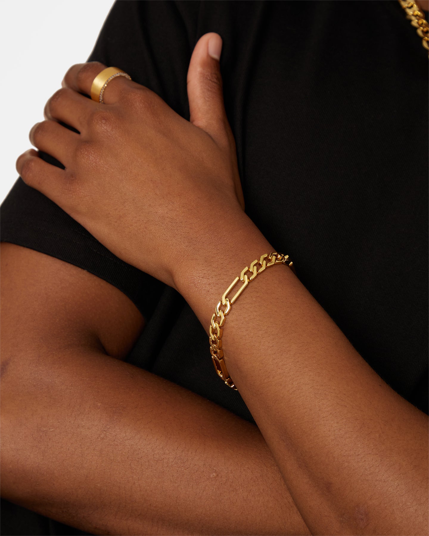 NXS Sharp Cut Figaro Bracelet Gold、mySite、zt4zffjzw