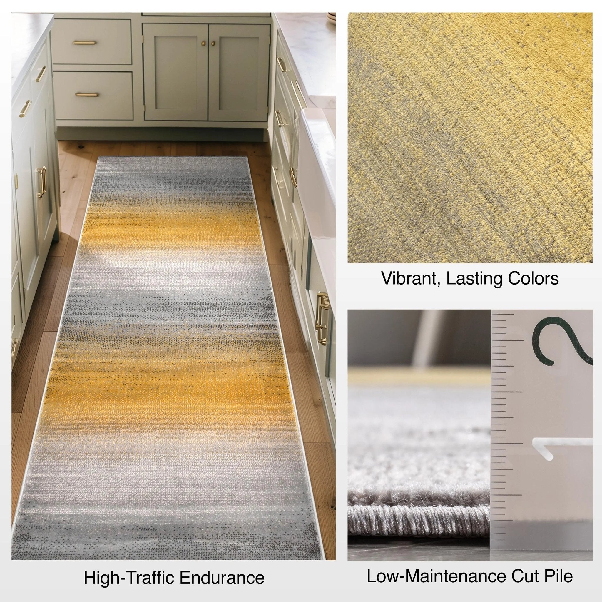 Custom Size Runner Emine Abstract Ombre Modern Yellow 27 Inch Wide x Choose Your Length Hallway Runner Rug、mySite、gigharbornorthrealestate