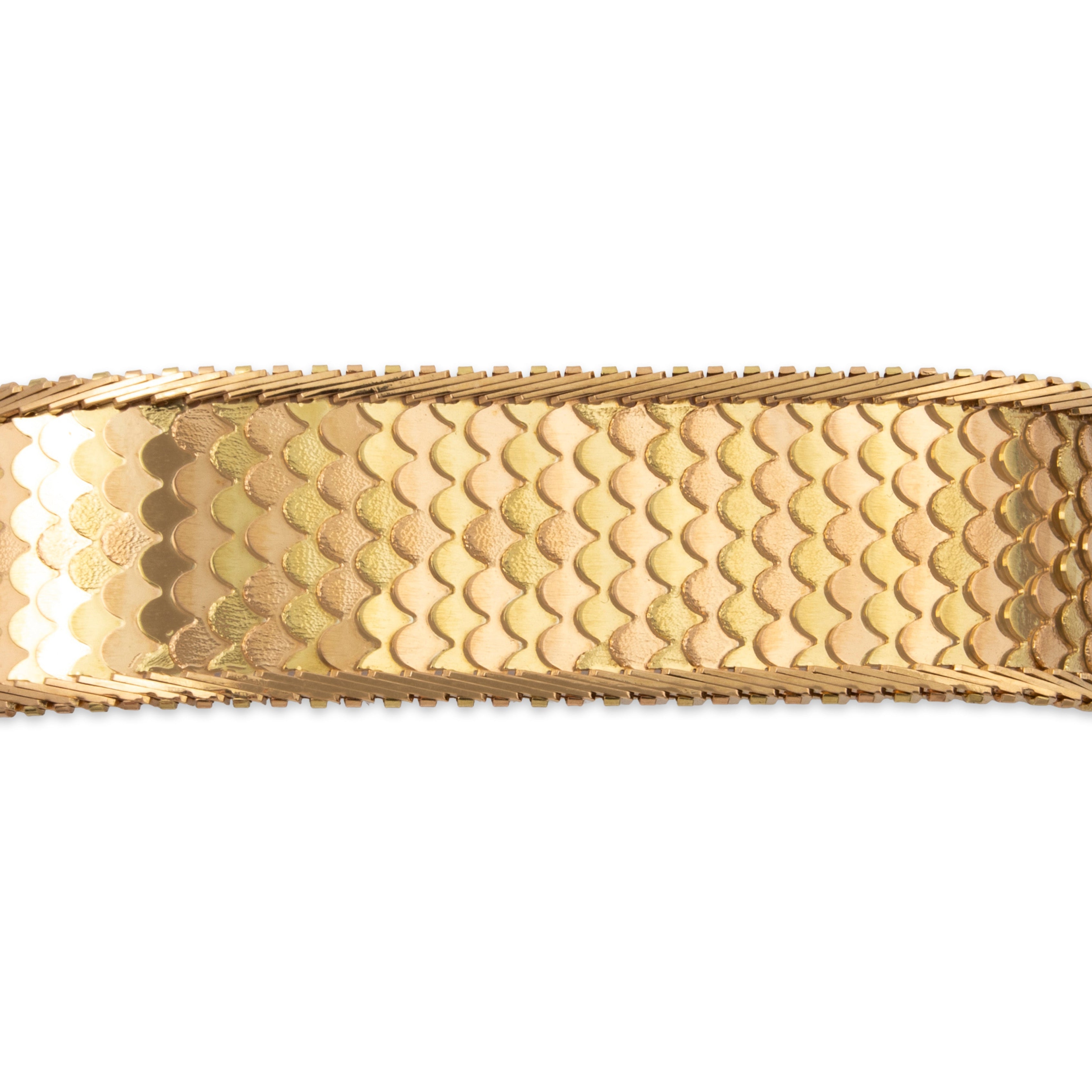 Vintage Heavy 18k Yellow & Rose Gold Stunning Sinuous Fish Scale Bracelet 7、mySite、hinf8tx79