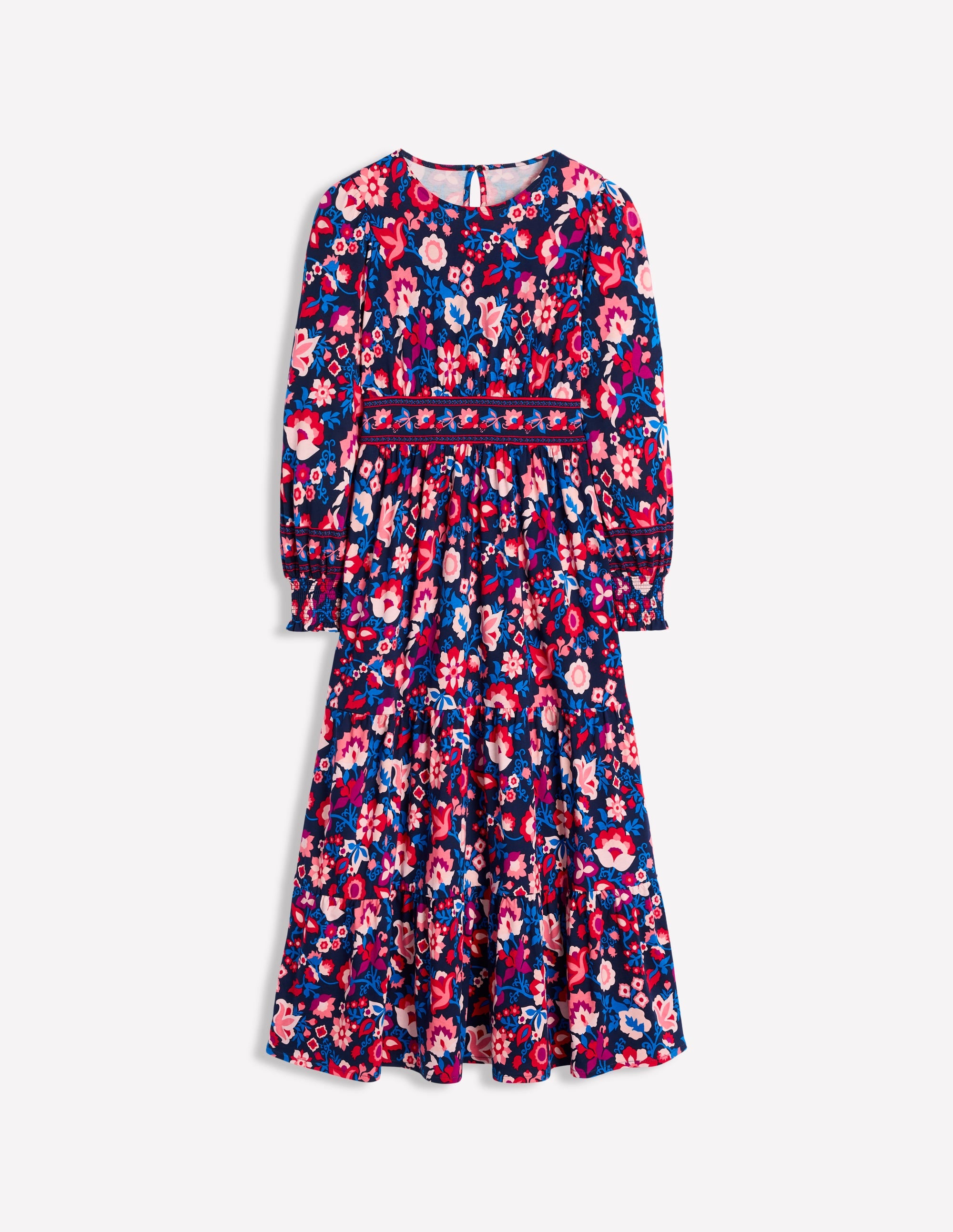  Tabitha Tiered Jersey Dress-College Navy, Garden Vine、mySite、ashleygrahame