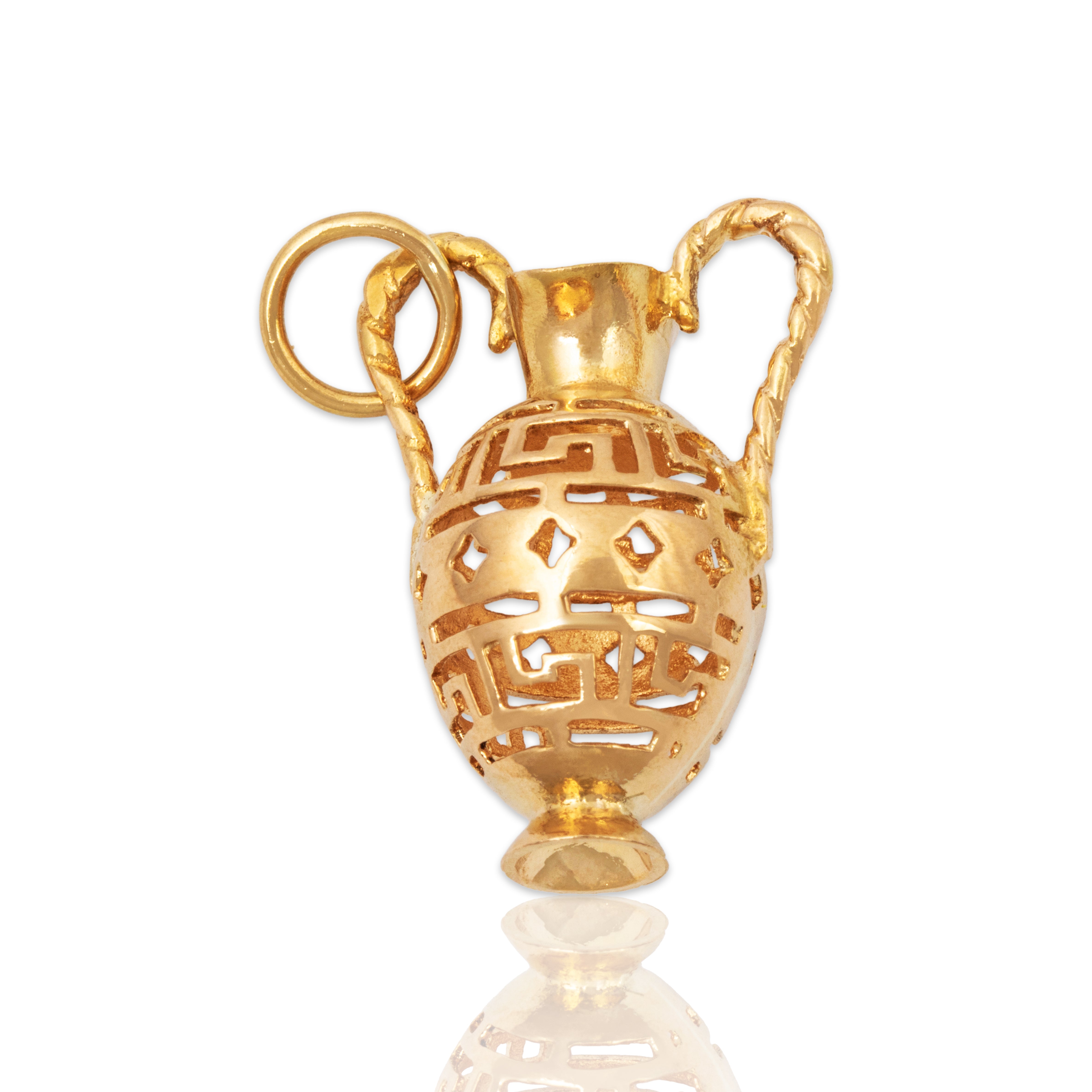 Vintage Large 18k Yellow Gold Openwork Classical Vase Pendant / Charm、mySite、hinf8tx79